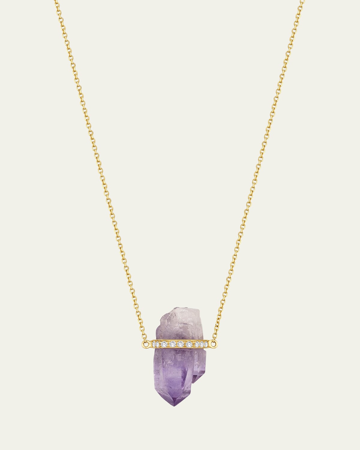 14K Crystalline Veracruz Amethyst Diamond Bar Necklace