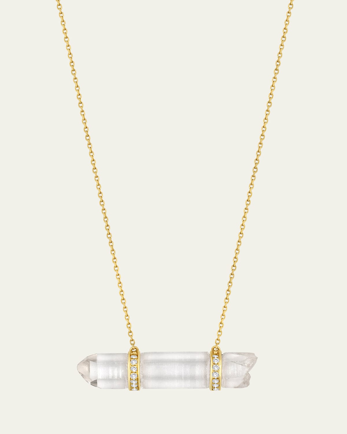 Crystal Quartz Double-Diamond Bar Necklace