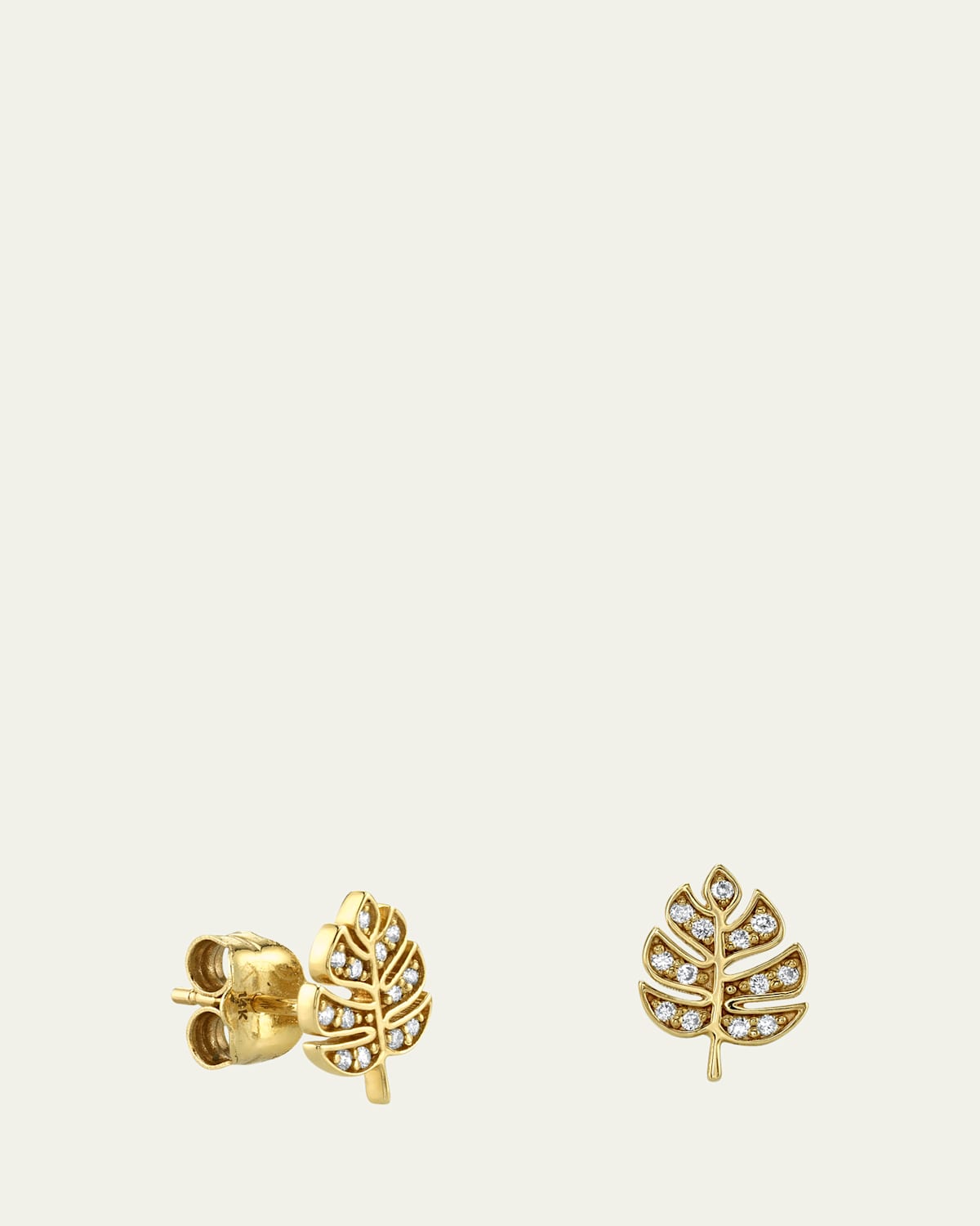 Sydney Evan 14K Tiny Monstera Leaf Stud Earring, Single