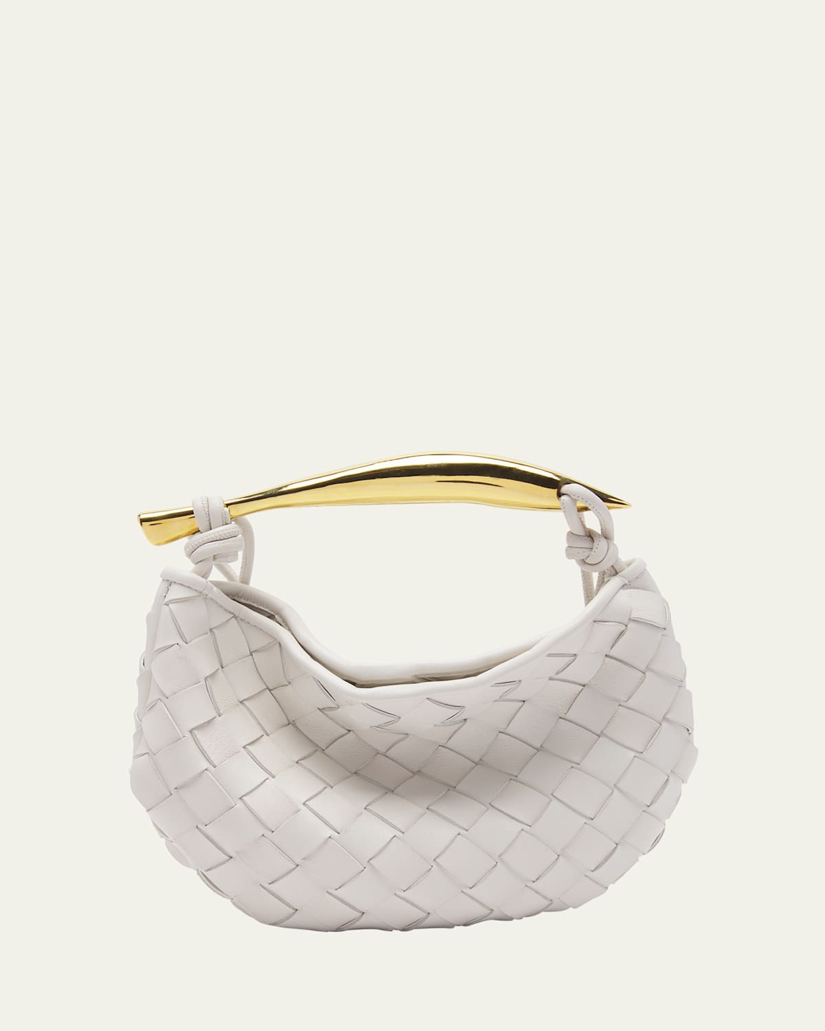 Bottega Veneta Mini Sardine Intrecciato Top-handle Bag In Chalk-m Brass