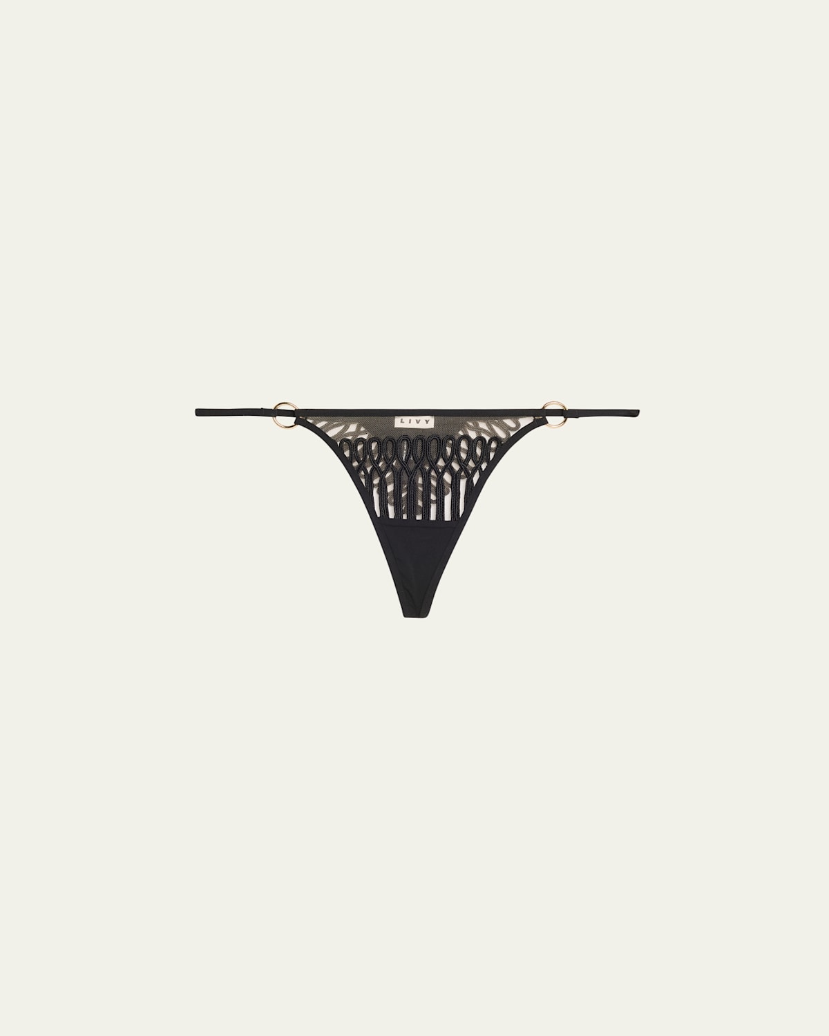 Jazz Cord-Embroidered Tulle Thong