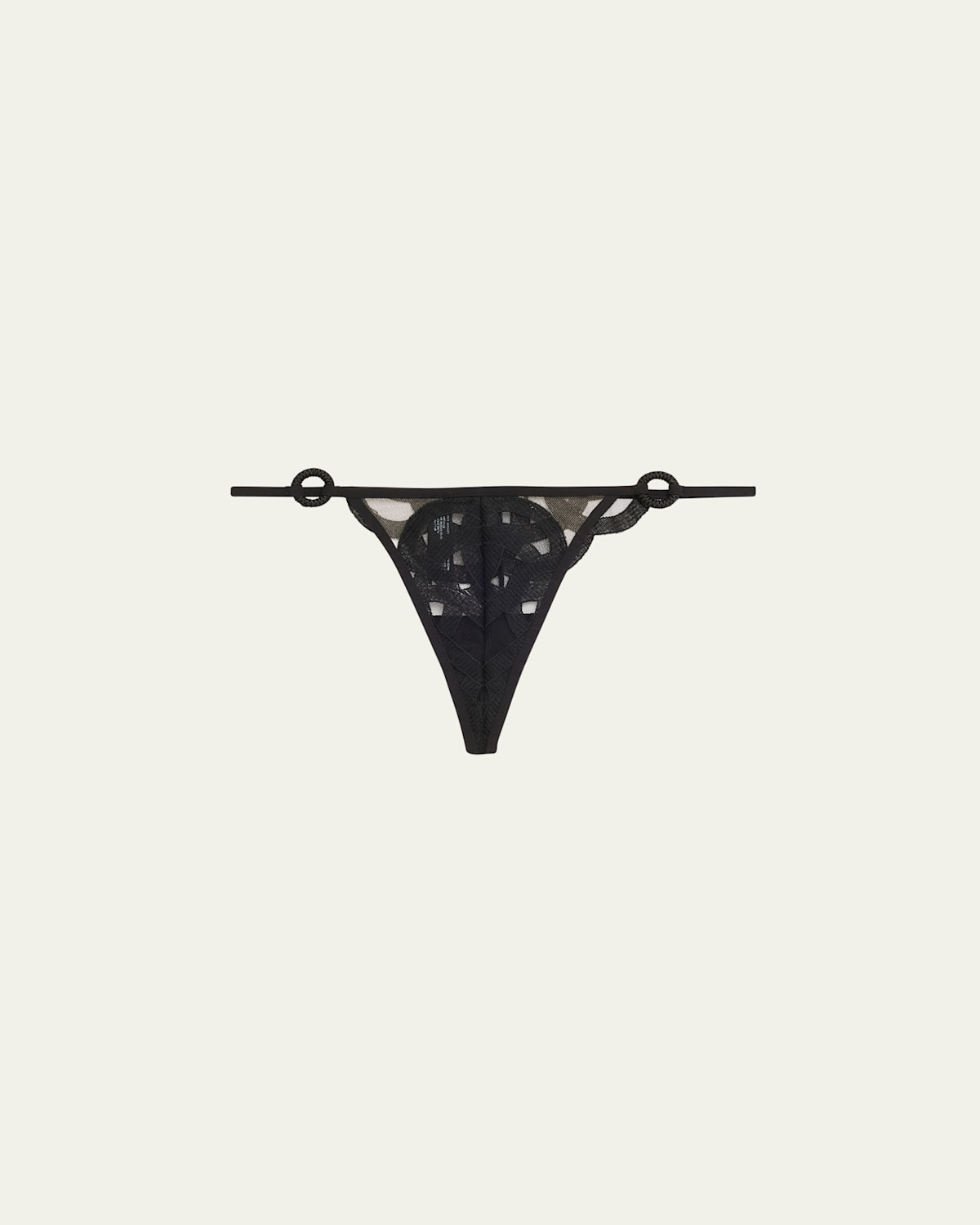 Shop Livy Kimbaku Embroidered Low-rise G-string In Black