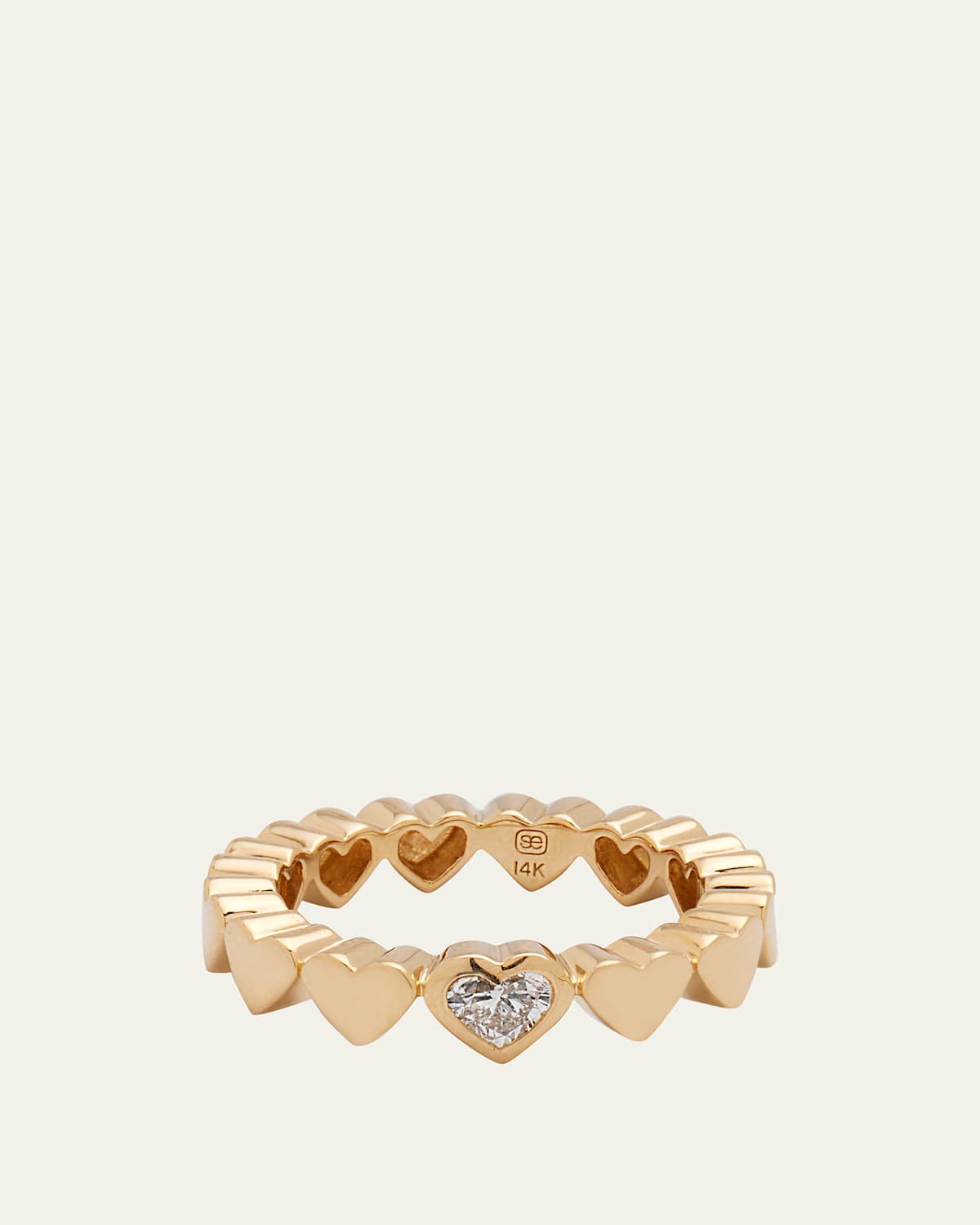 14k Yellow Gold Single Diamond Heart Ring, Size 6.5