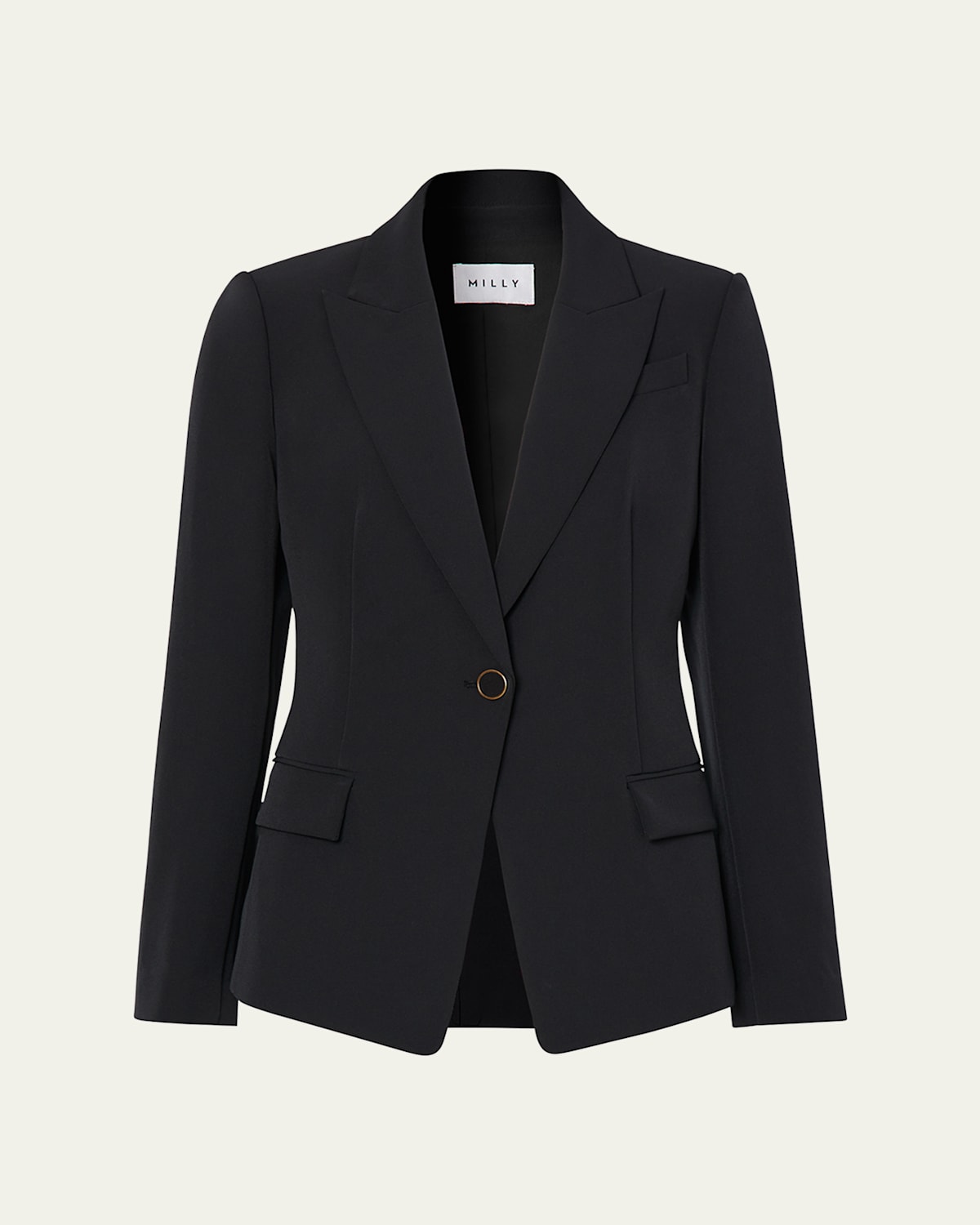 Milly Avery Single-button Cady Blazer In Black