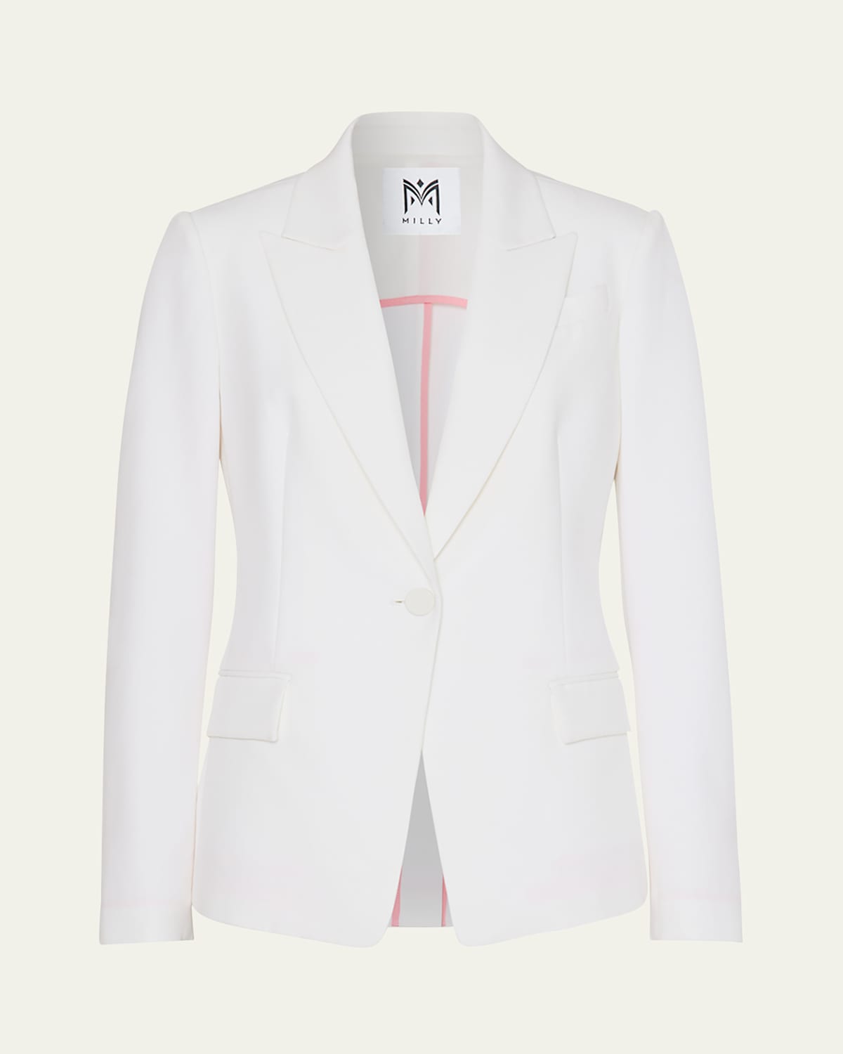 Milly Avery Single-button Cady Blazer In White