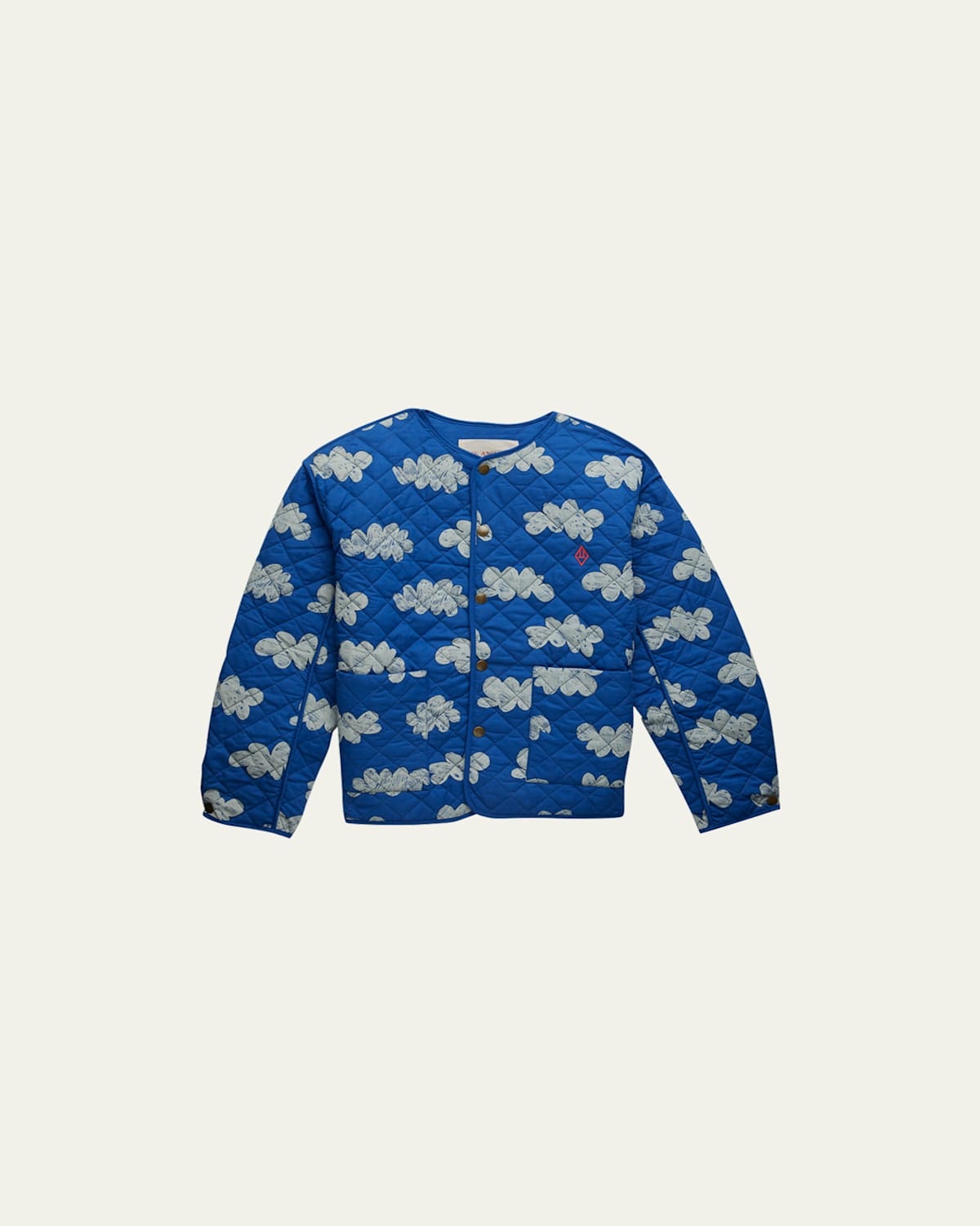 The Animals Observatory Reversible Blue Jacket For Kids With White Clouds In Blue Clouds