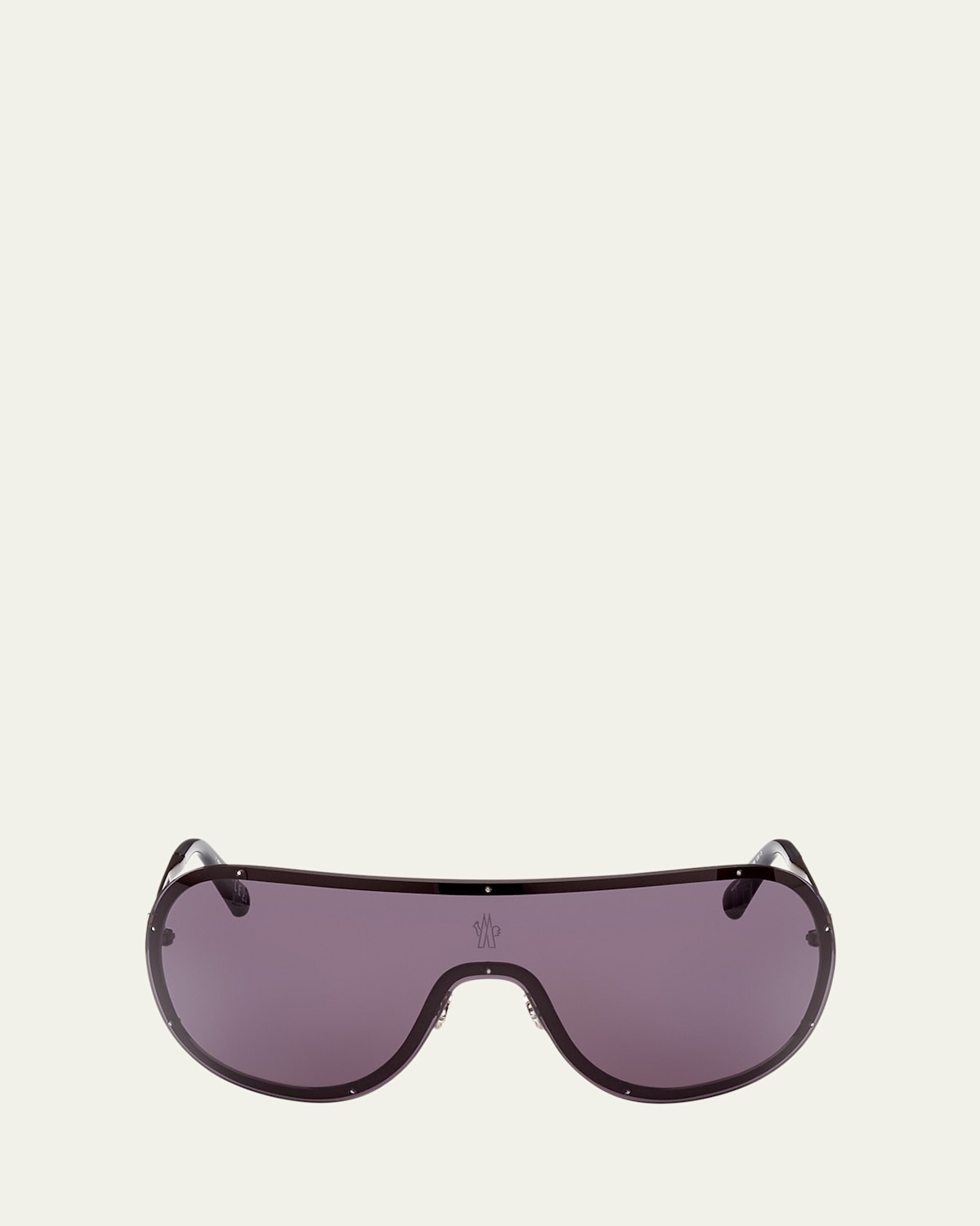 MONCLER GUNMETAL LOGO METAL ALLOY SHIELD SUNGLASSES 