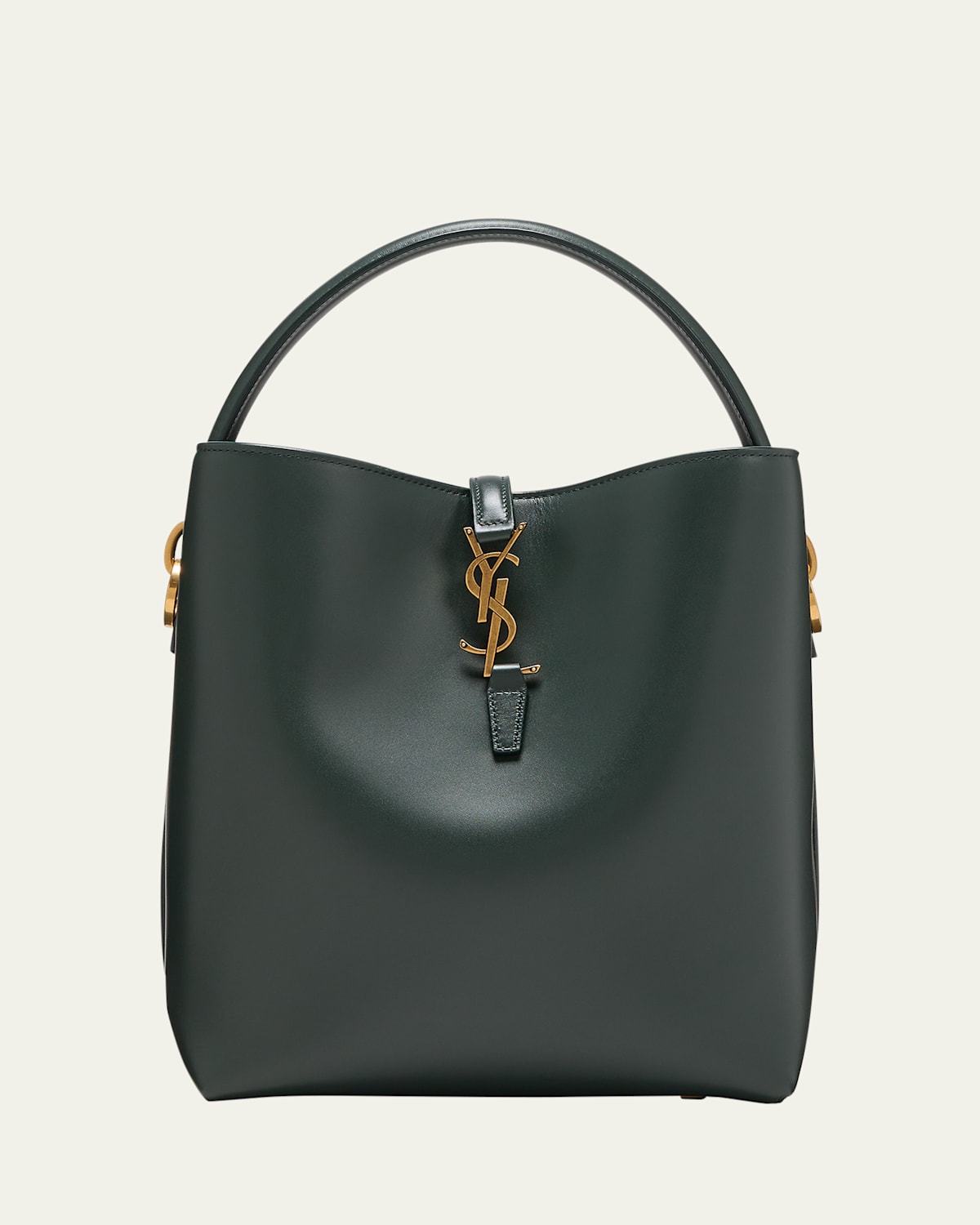 Saint Laurent Le 37 Ysl Bucket Bag In Smooth Leather In New Vert Fonce