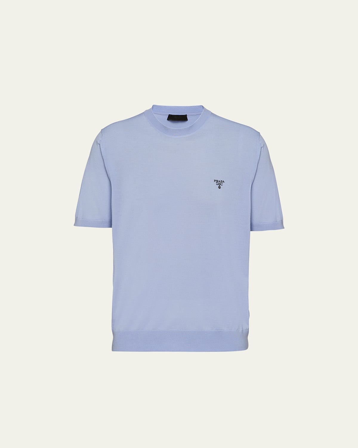 Prada Superfine Wool Crew-neck Sweater In Blue
