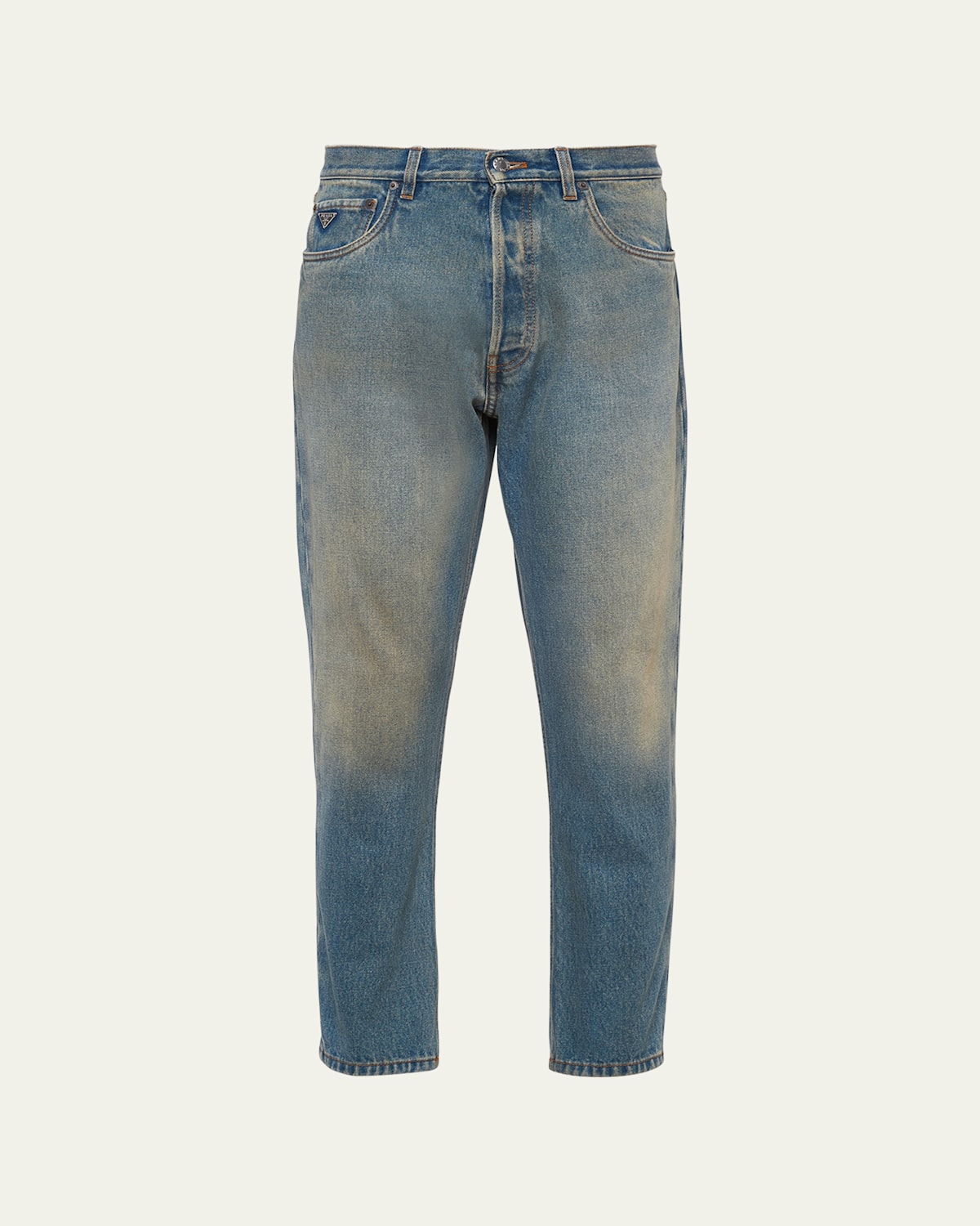 Prada Distressed-effect Straight-leg Jeans In Light Blue