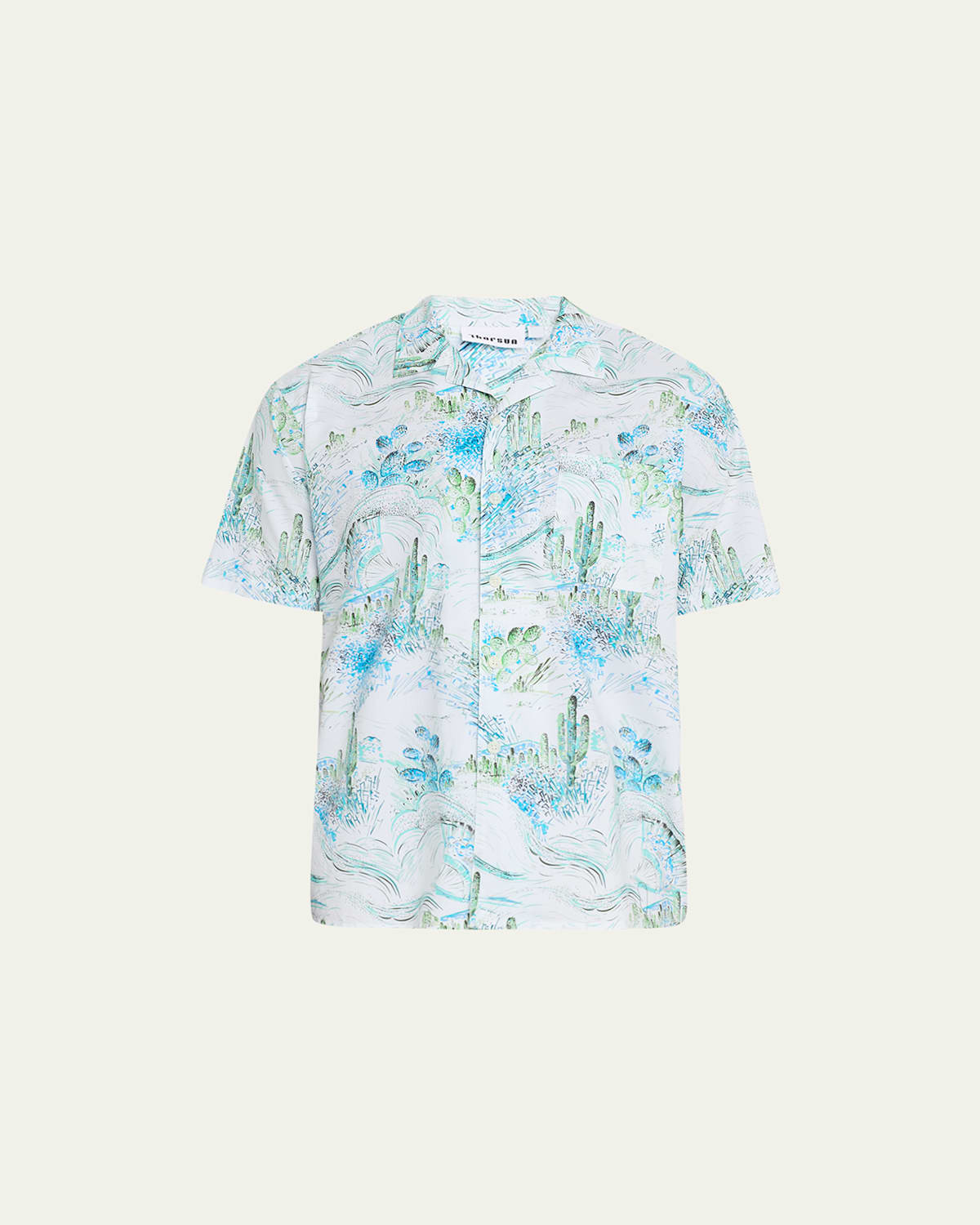 Men's Cactus Fan-Print Camp Shirt
