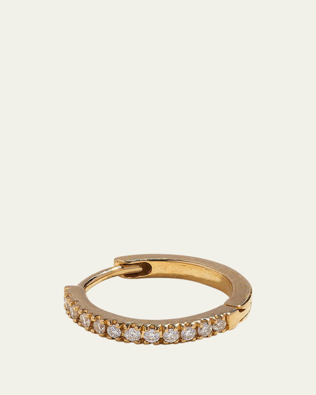 14K Yellow Gold Pave Diamond 8mm Huggie Hoop Earring, Single