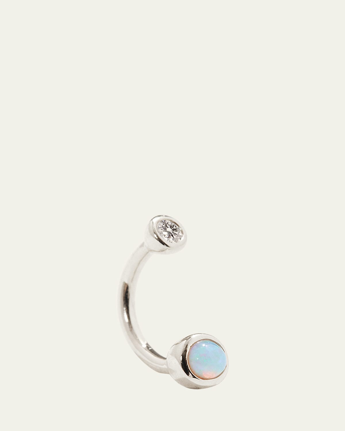 14k White Gold Opal Diamond Gravitation Rook Earring