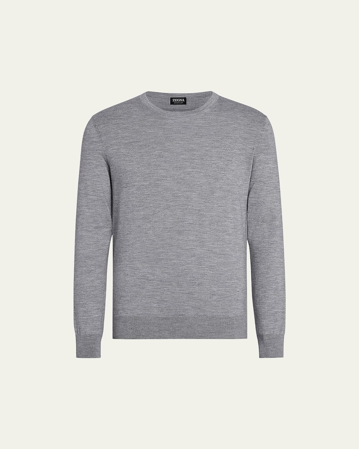 Shop Zegna Men's Casheta Cashmere-silk Crewneck Sweater In Light Grey Solid