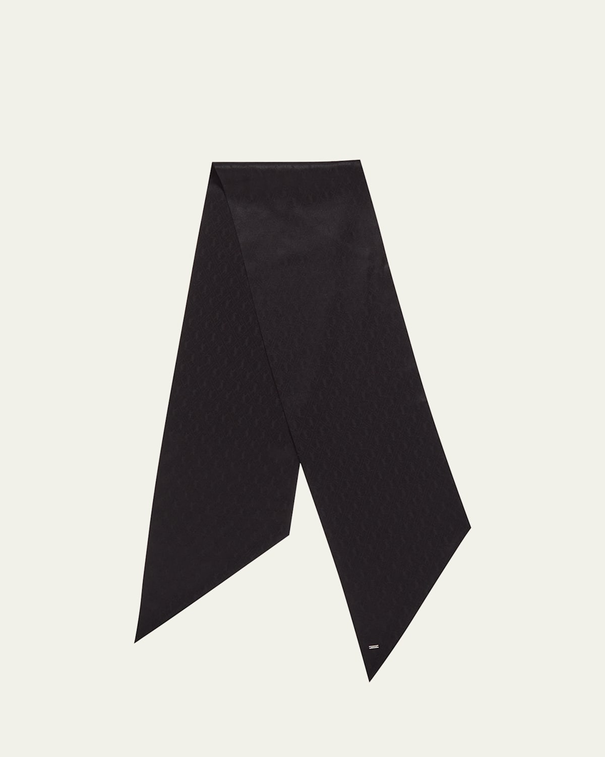 Saint Laurent Jacquard Monogram Silk Twill Skinny Scarf In Black