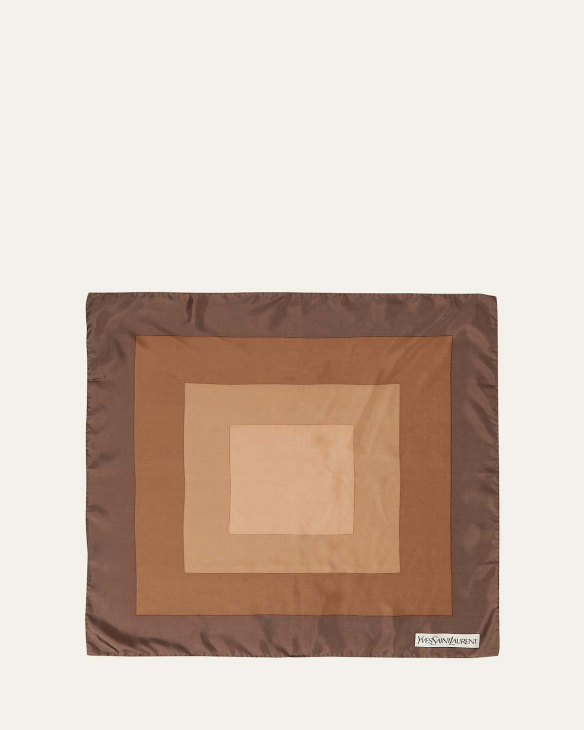 Saint Laurent Geo Colorblock Silk Scarf In Brown Beige