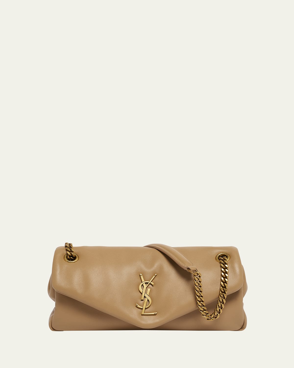 Saint Laurent Calypso Small Ysl Shoulder Bag In Smooth Padded Leather In Brown