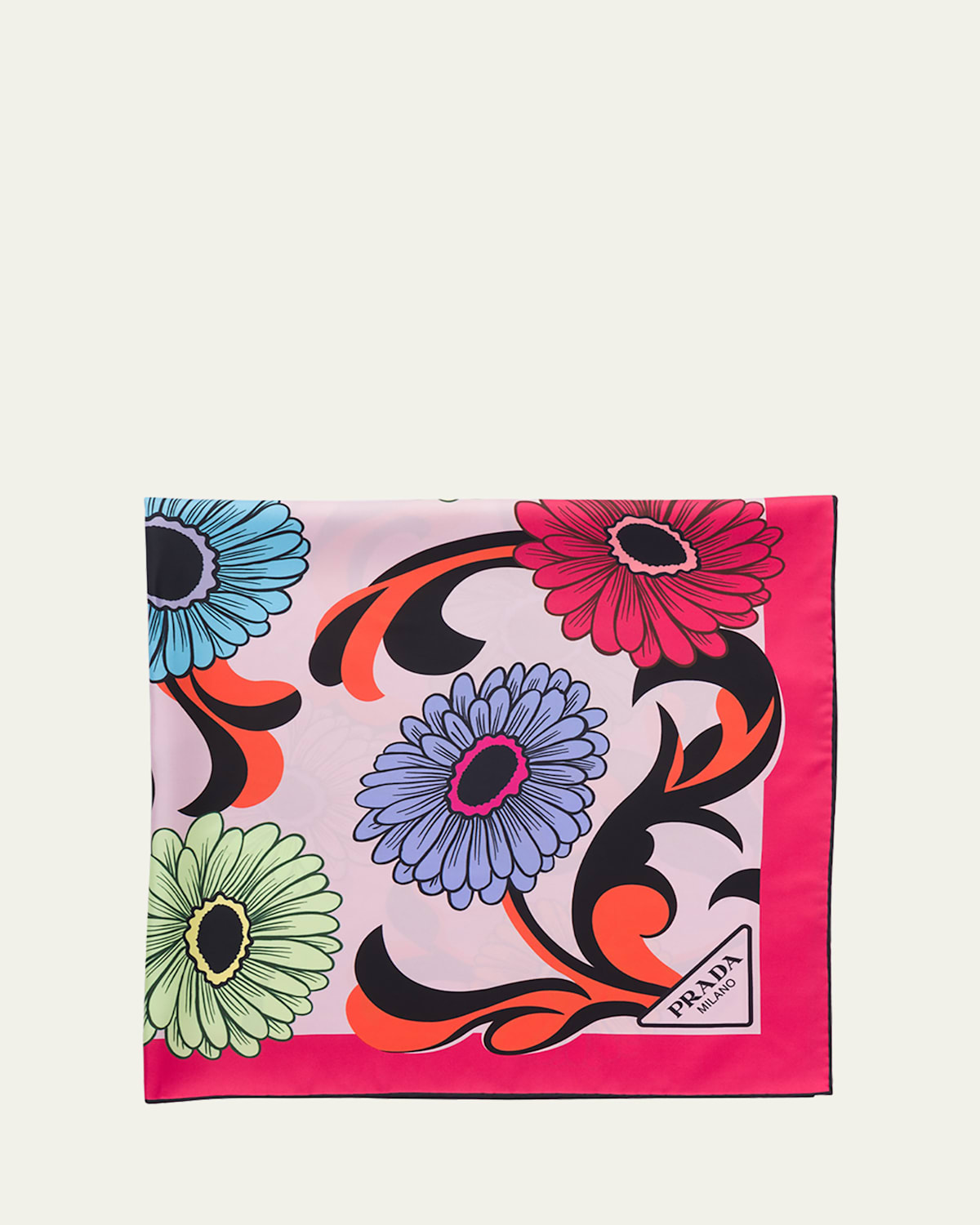 Prada Pop-retro Floral-printed Silk Scarf