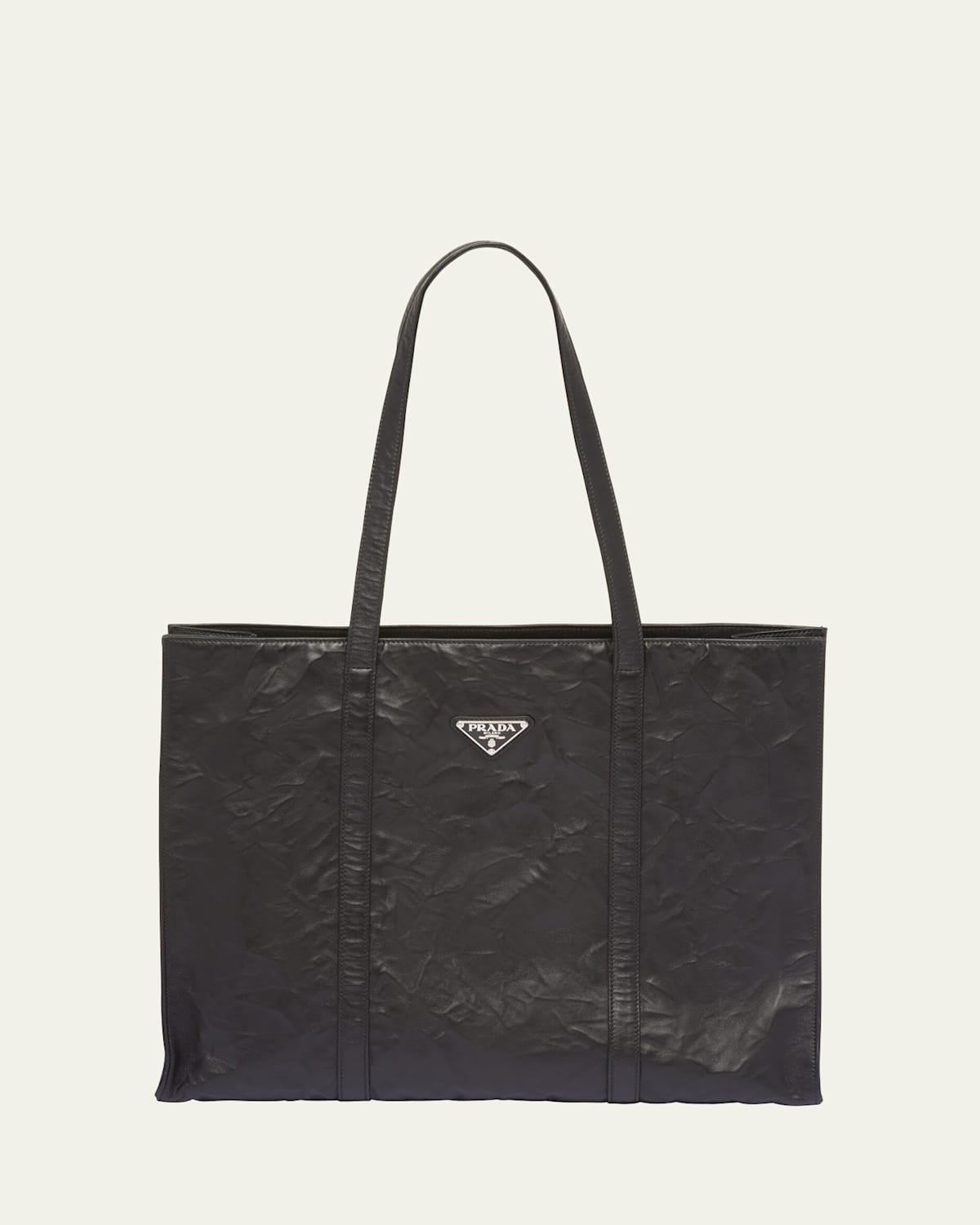 Prada Womens Black Triangle-plaque Embroidered-jacquard Medium Woven Tote Bag In F0002 Nero