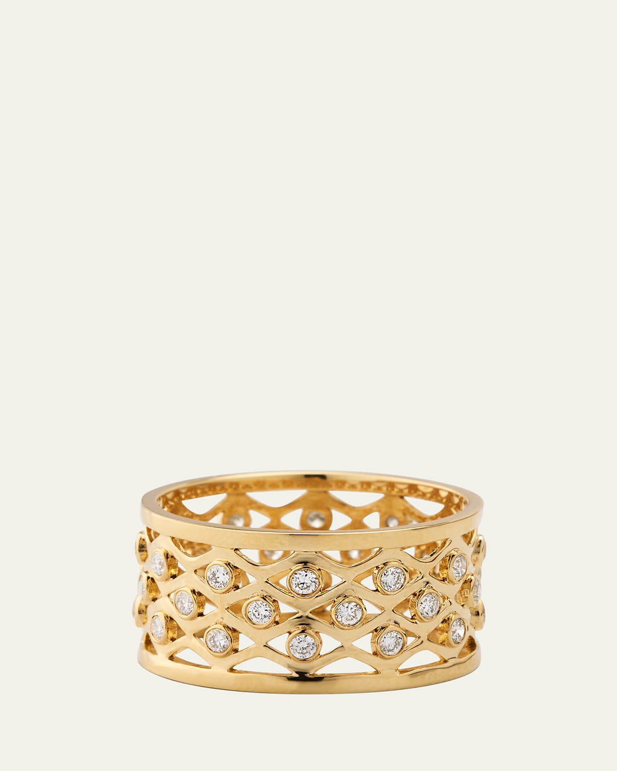 14k Fishnet Diamond Eternity Ring, Size 7