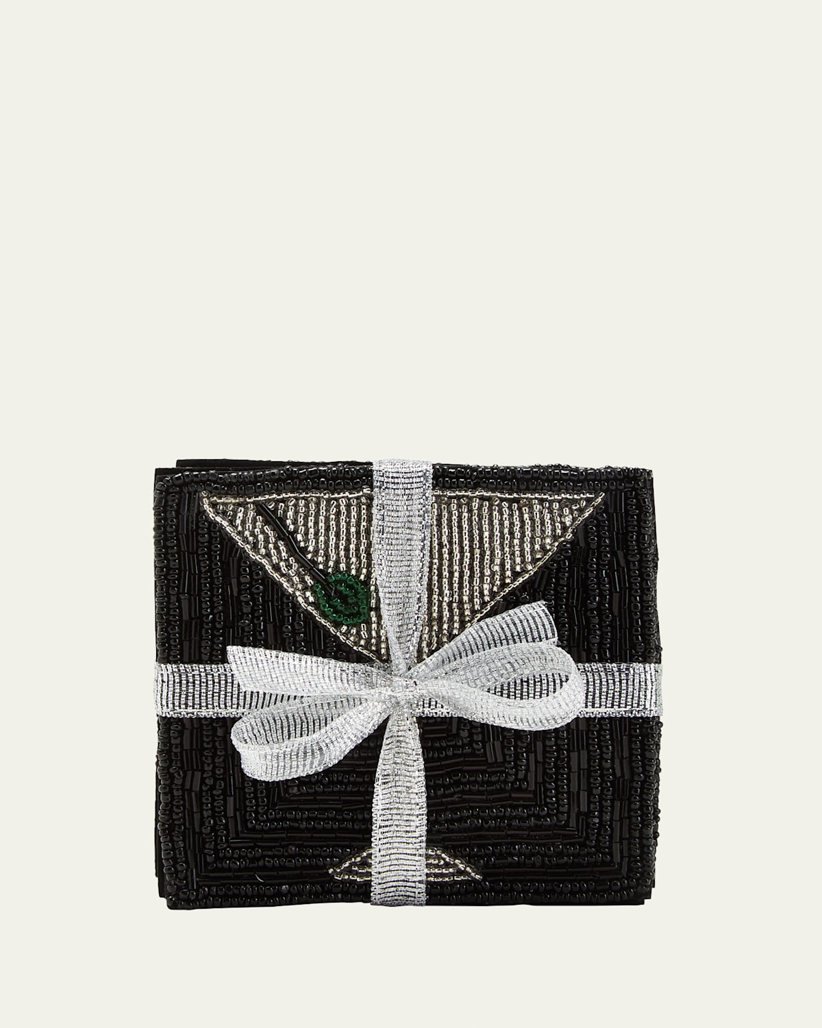 Sudha Pennathur Martini Beaded Coasters, Set Of 4 In Multi