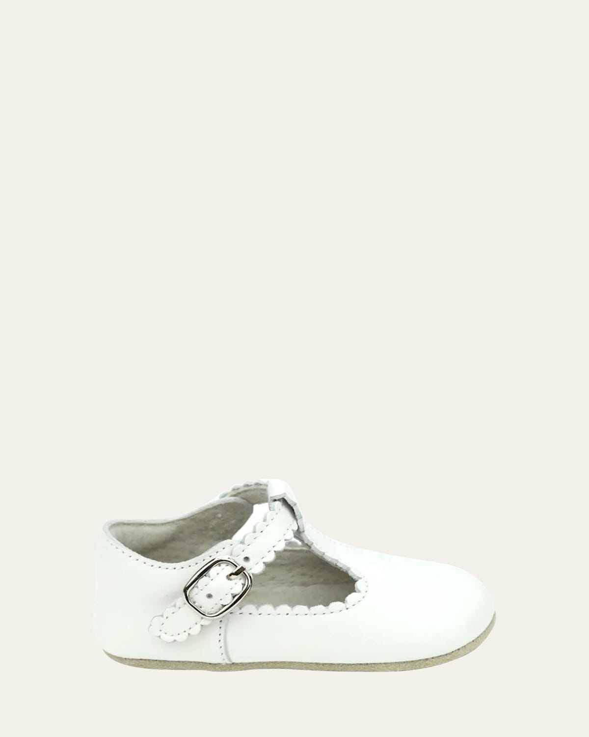 L'amour Shoes Kids' Girl's Elodie Scalloped Mary Jane Shoes, Newborn/baby In White
