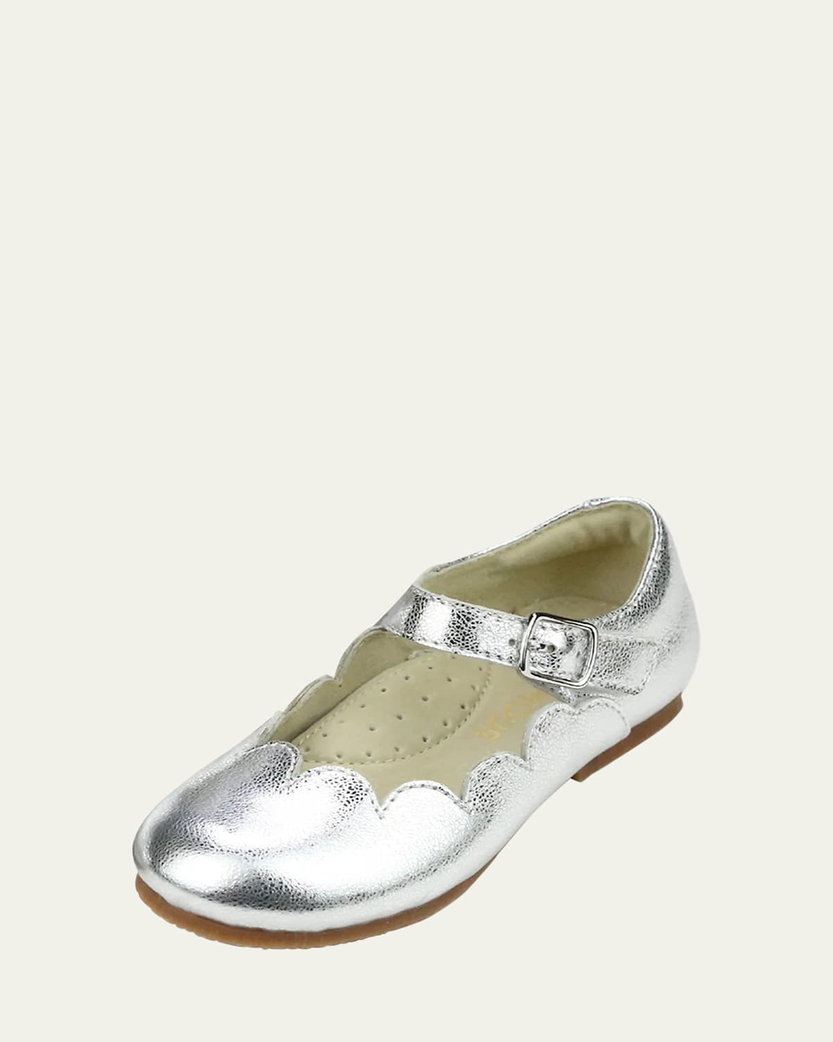 L'amour Shoes Girl's Sonia Scalloped Flats, Baby/toddlers In Silver