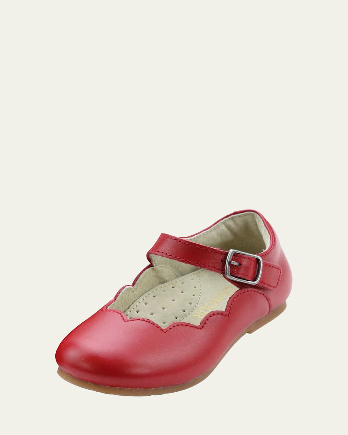 L'amour Shoes Kids' Girl's Sonia Scalloped Flats, Baby/toddlers In Red