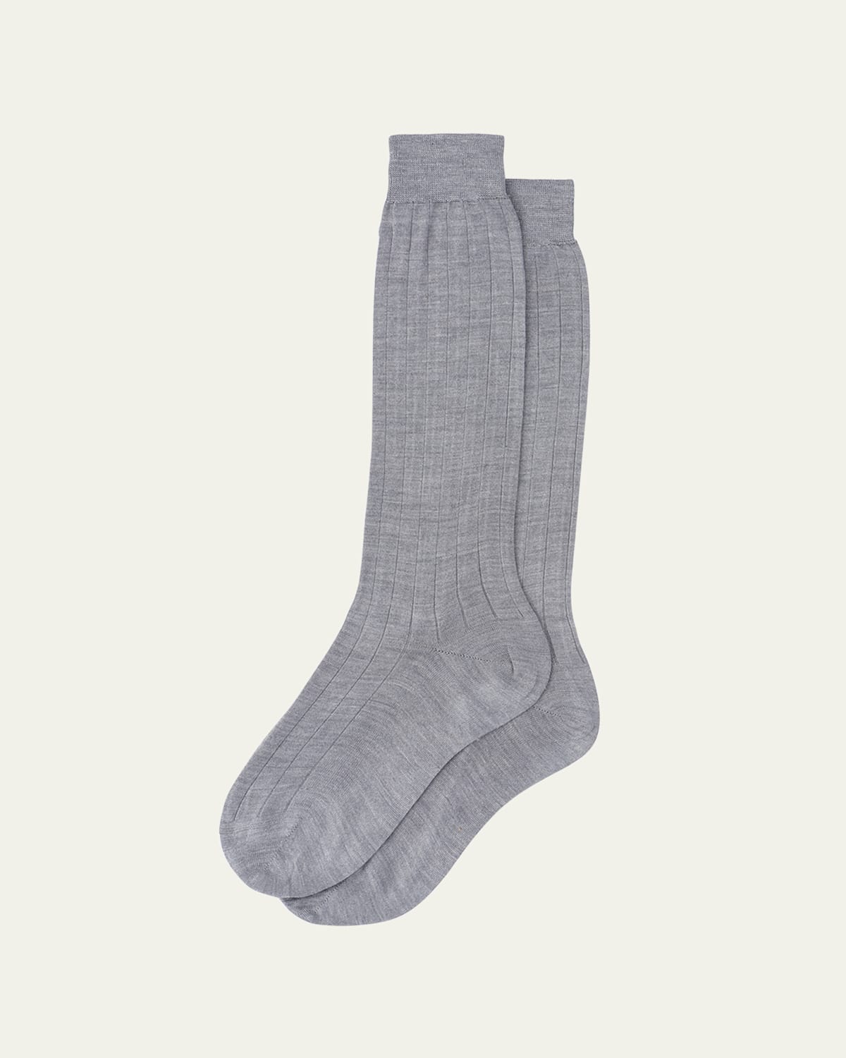Miu Miu Ribbed Silk Socks In Grigio