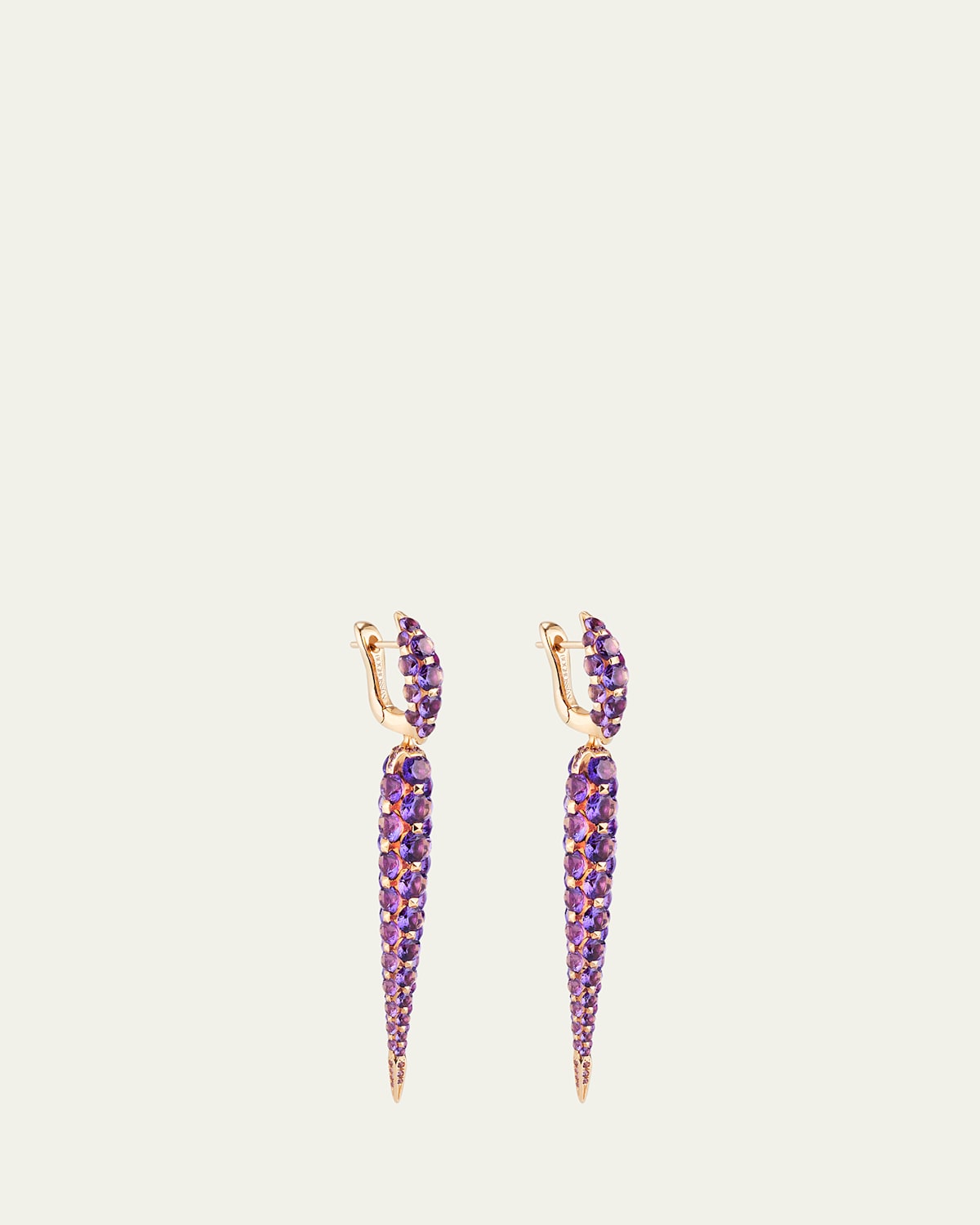 18K Rose Gold Merveilles Medium Icicle Earrings With Amethyst