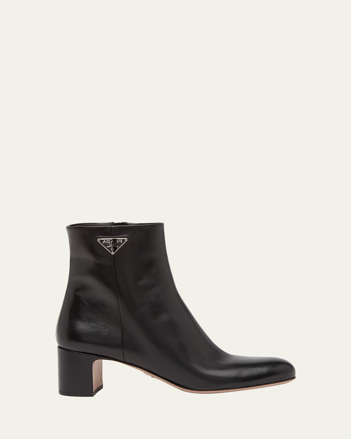 Prada Black Leather Booties For Women In Nero