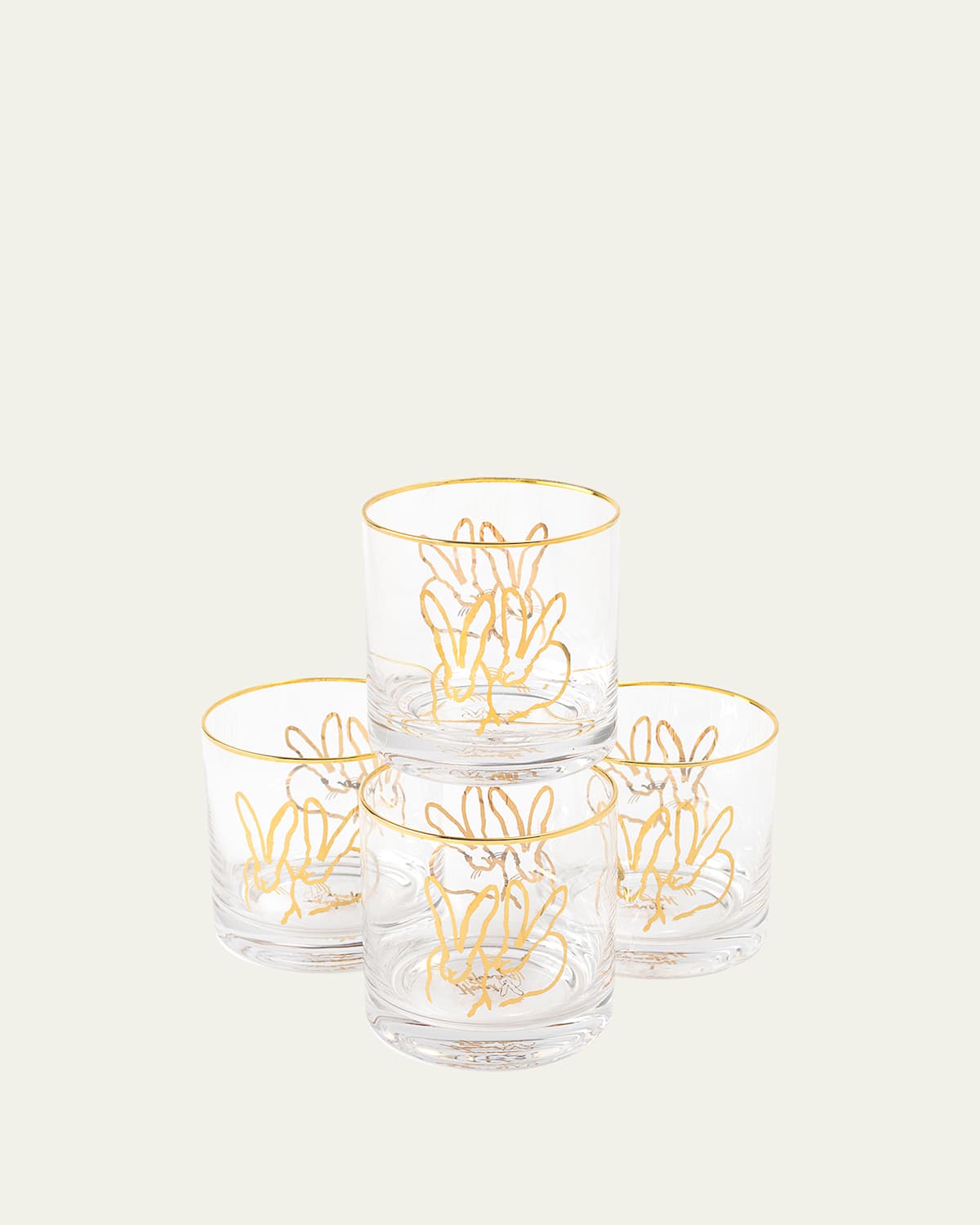Double Bunny Old Fashioned Glasses, Set of 4