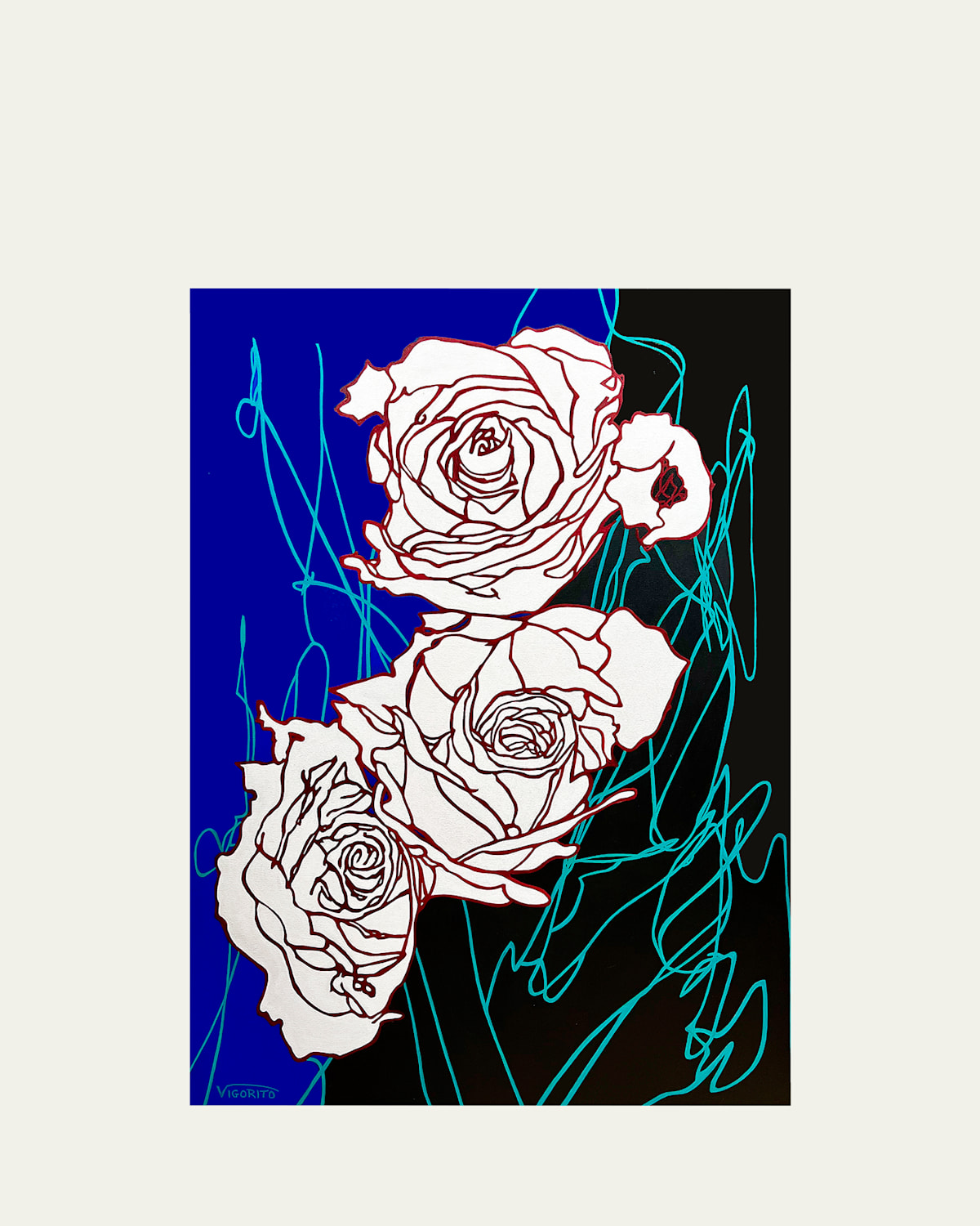 Contemporary Art Projects USA "White Roses" Original Painting