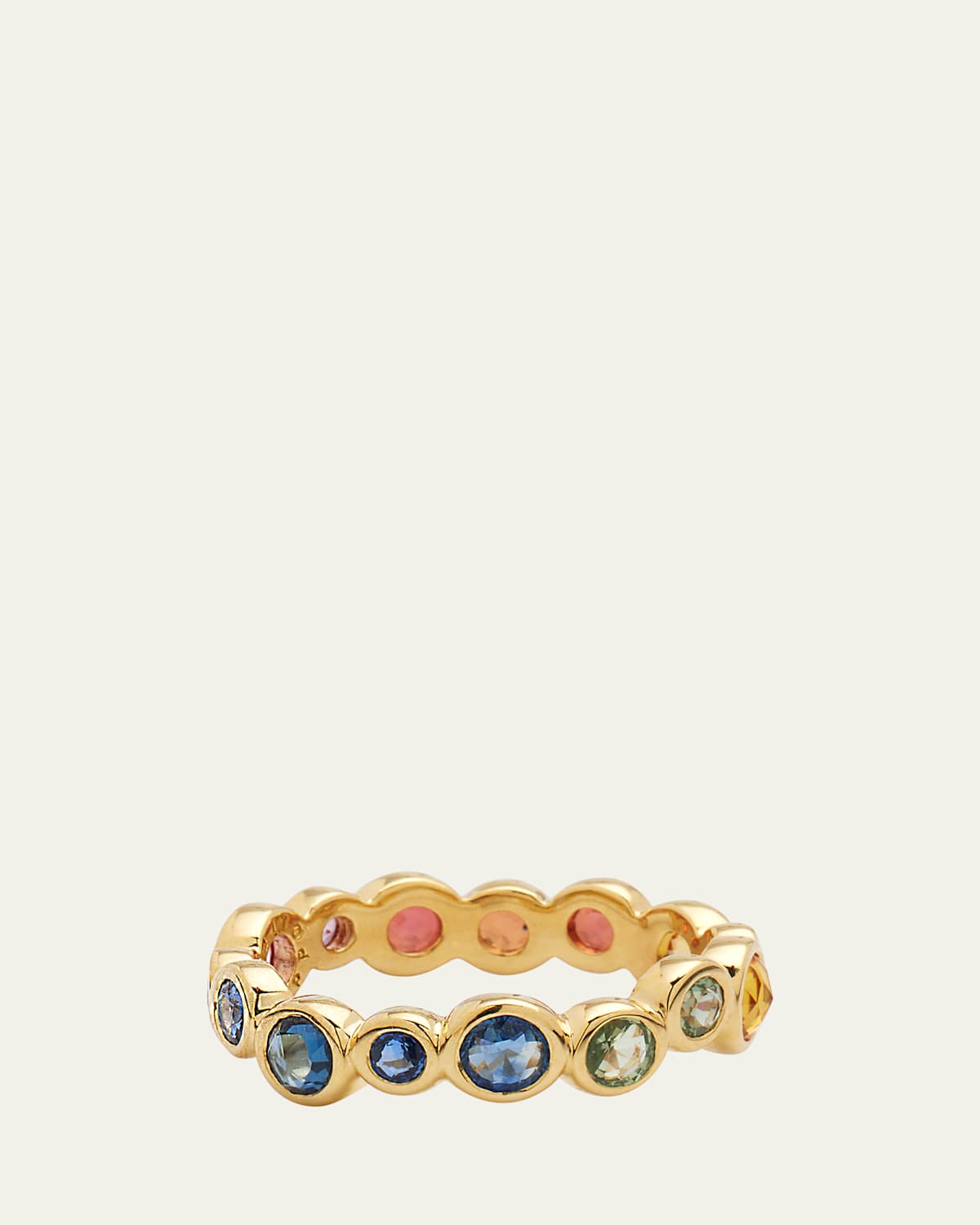 18K Stardust Superstar Eternity Ring in Rainbow Sapphires, Size 7