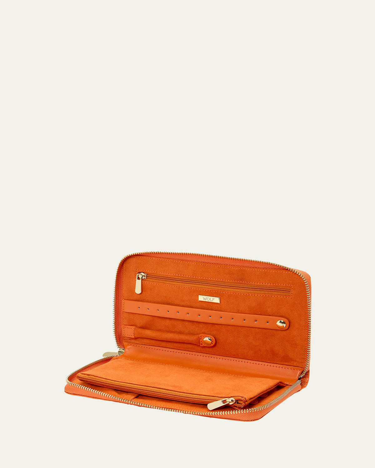 Wolf Maria Quilted Jewelry Portfolio Case In Tangerine
