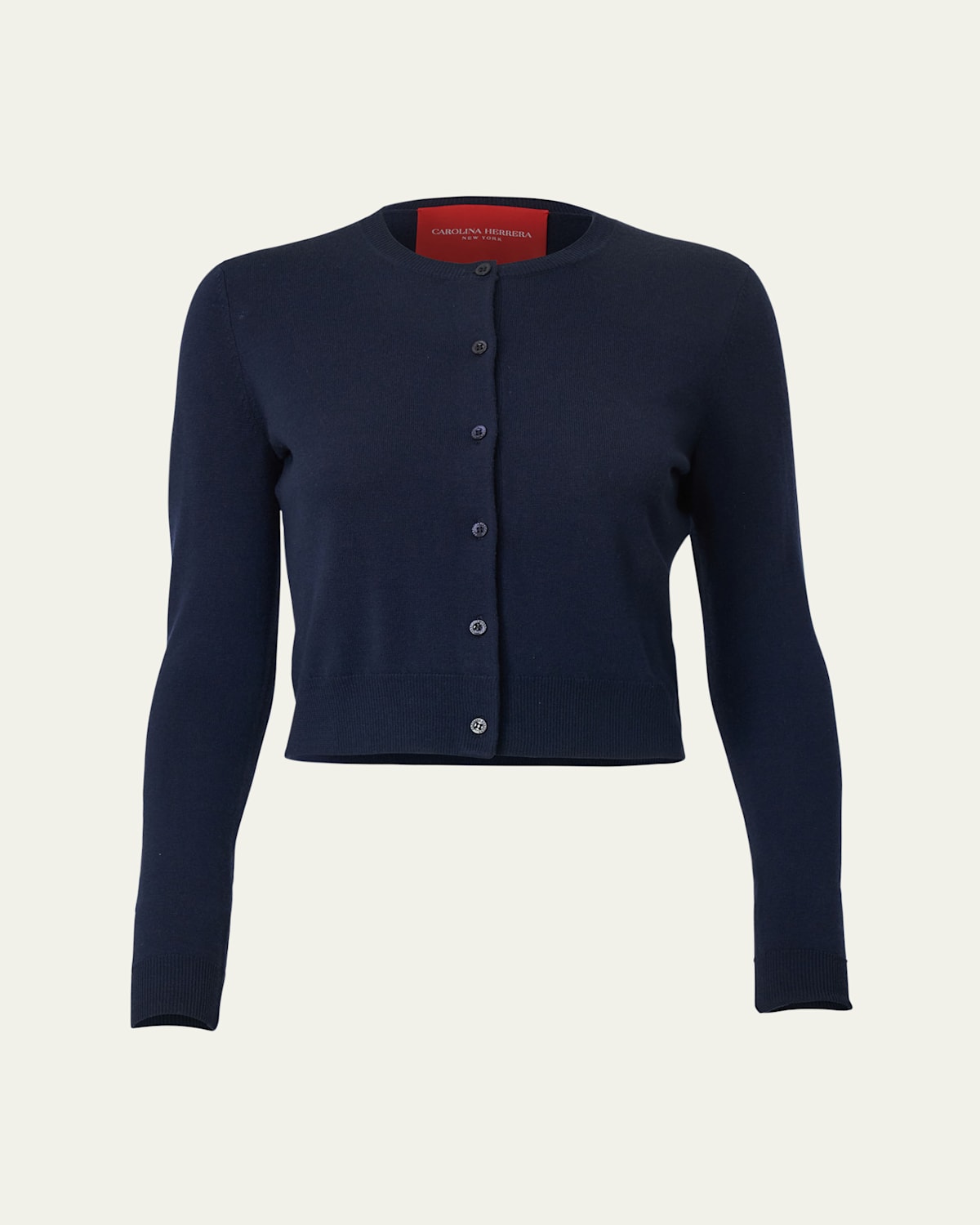 Carolina Herrera Crew-neck Wool Cardigan In Blue