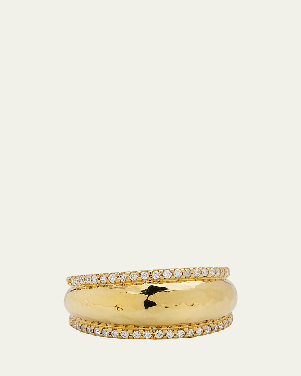 18k Classico Thin Goddess Hammered Ring, Size 7