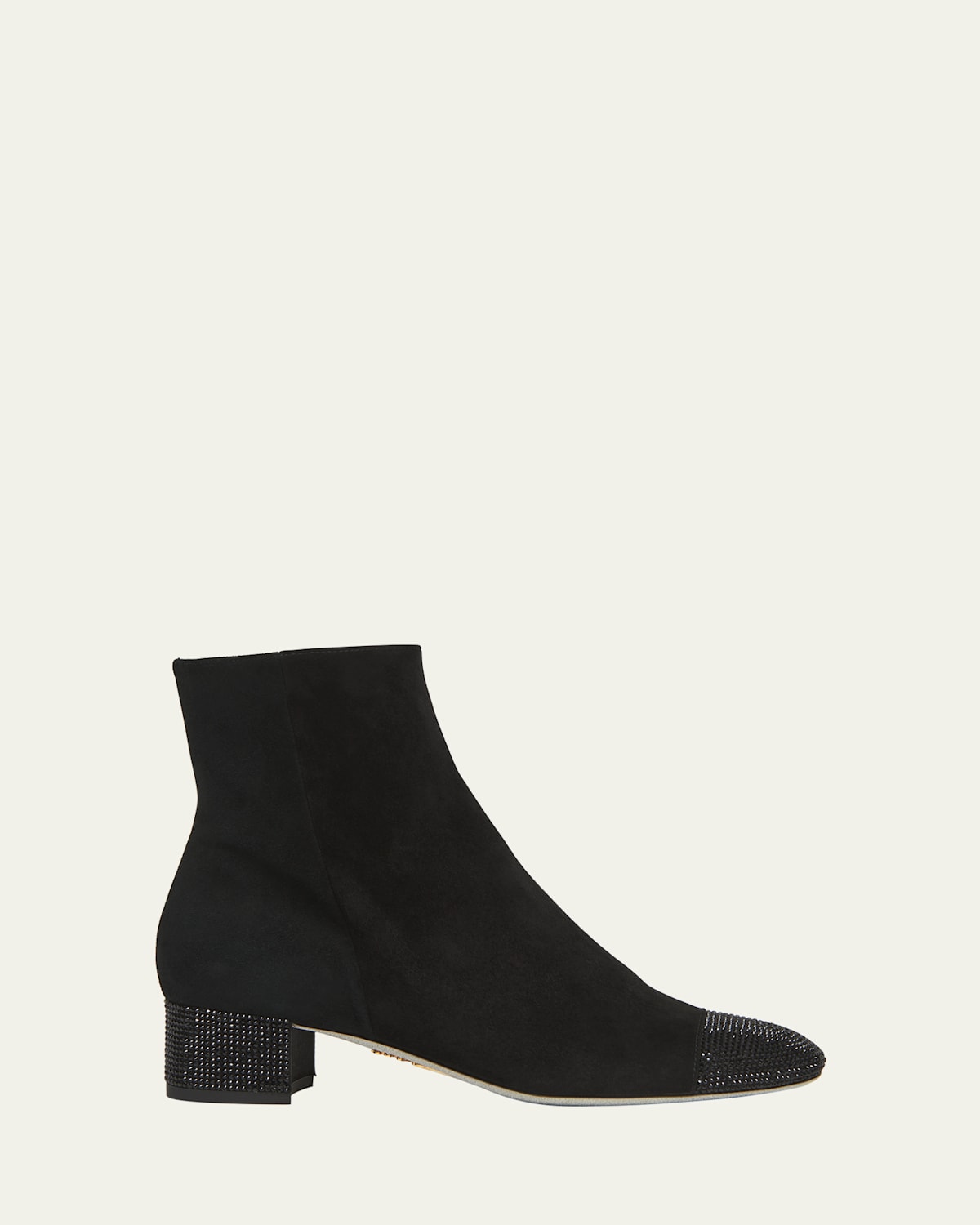 Suede Crystal Zip Booties