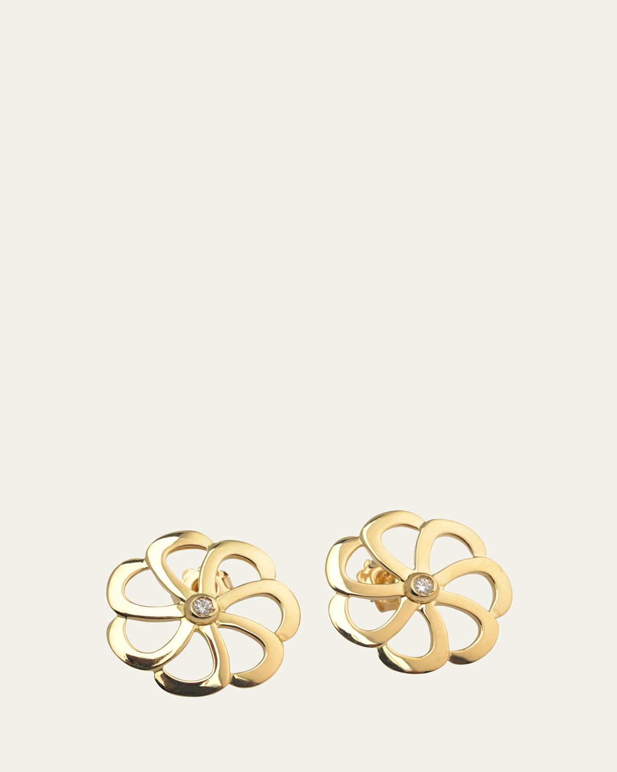 Dome Polished 18K Yellow Gold Hoop Diamond Earrings
