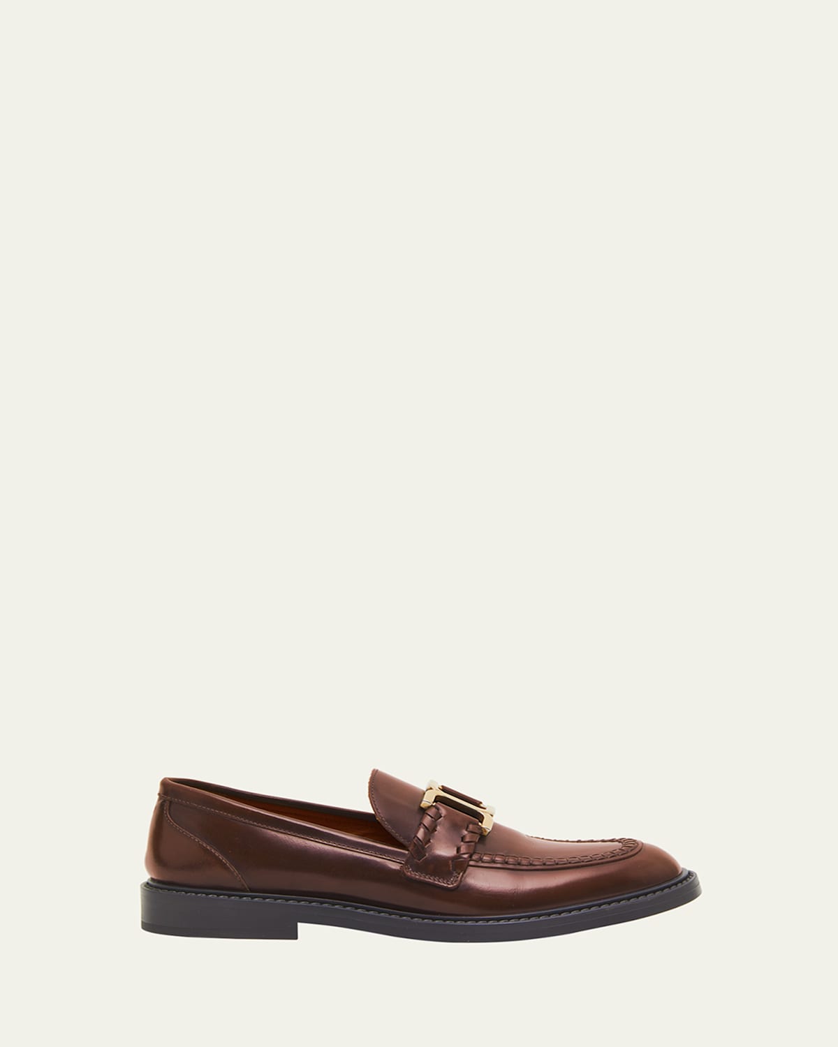 Chloé Marcie Leather Chain Loafers In Tan
