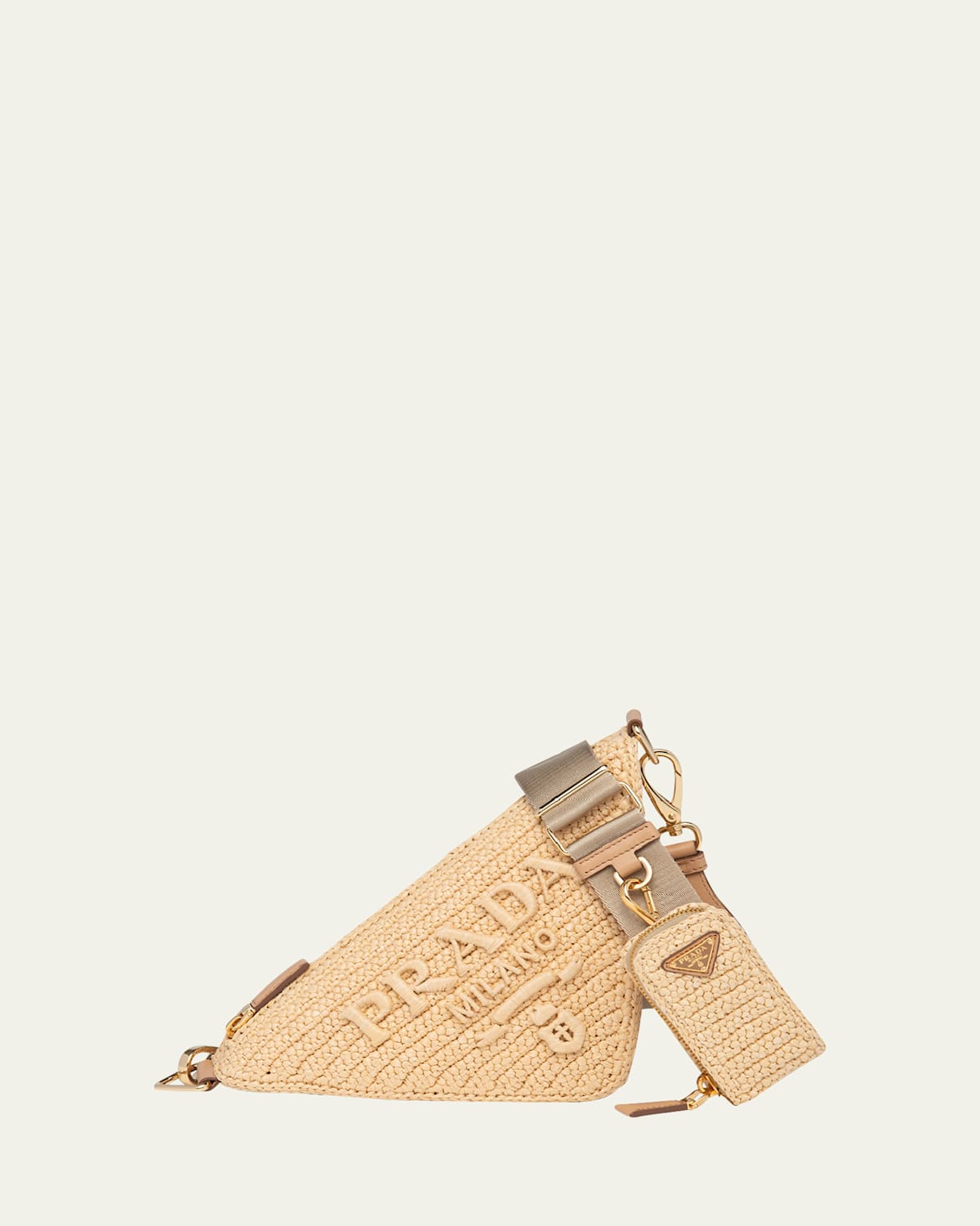 Prada Triangle Raffia Crossbody Bag