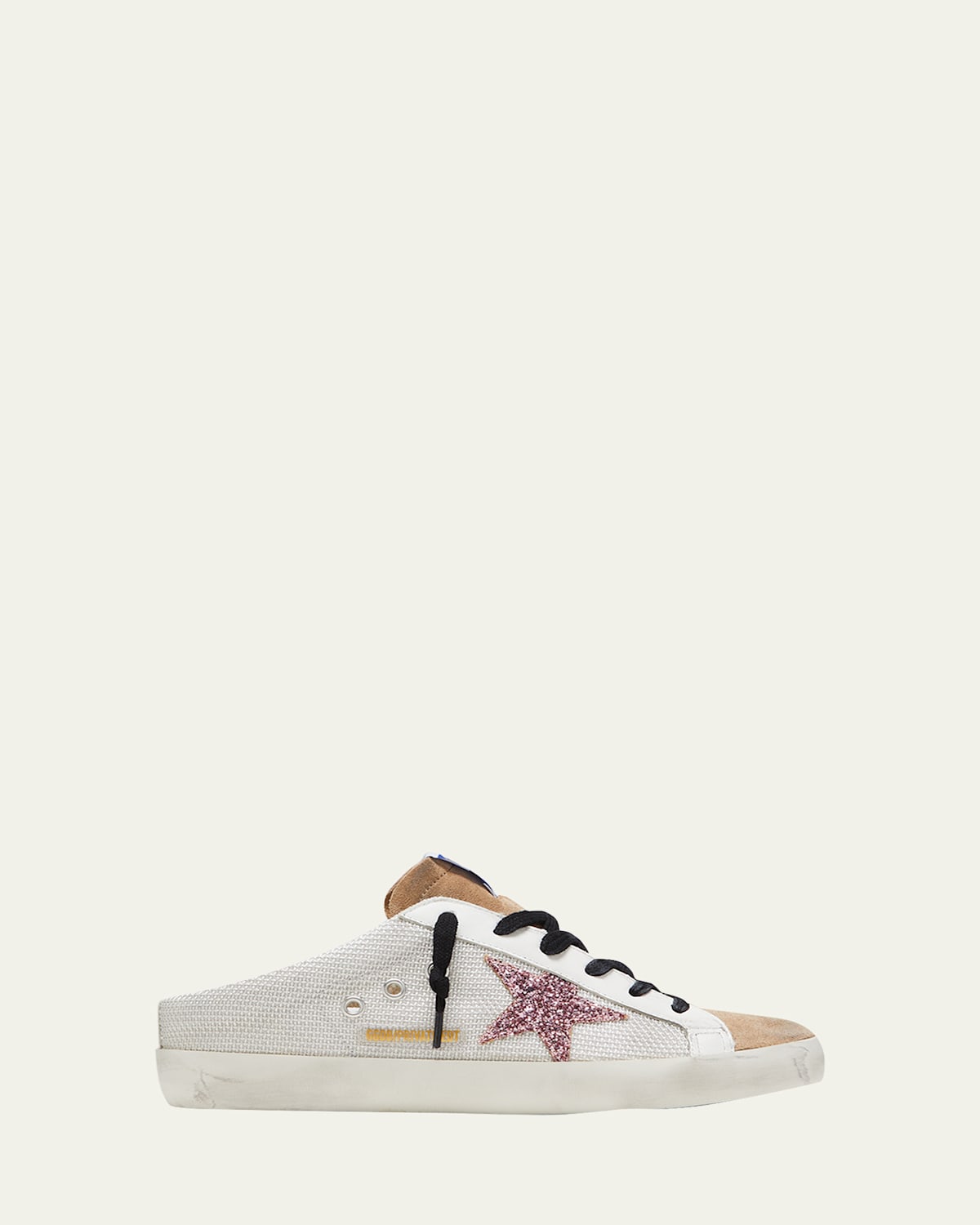 Golden Goose Superstar Sabot Net Glitter Slide Sneakers In Silver Tabacco Pink
