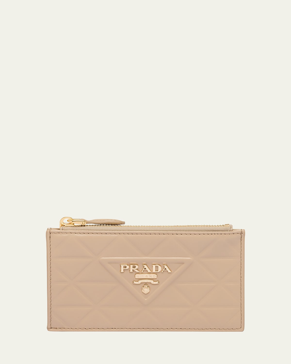 Prada Triangle-embossed Zip Card Holder