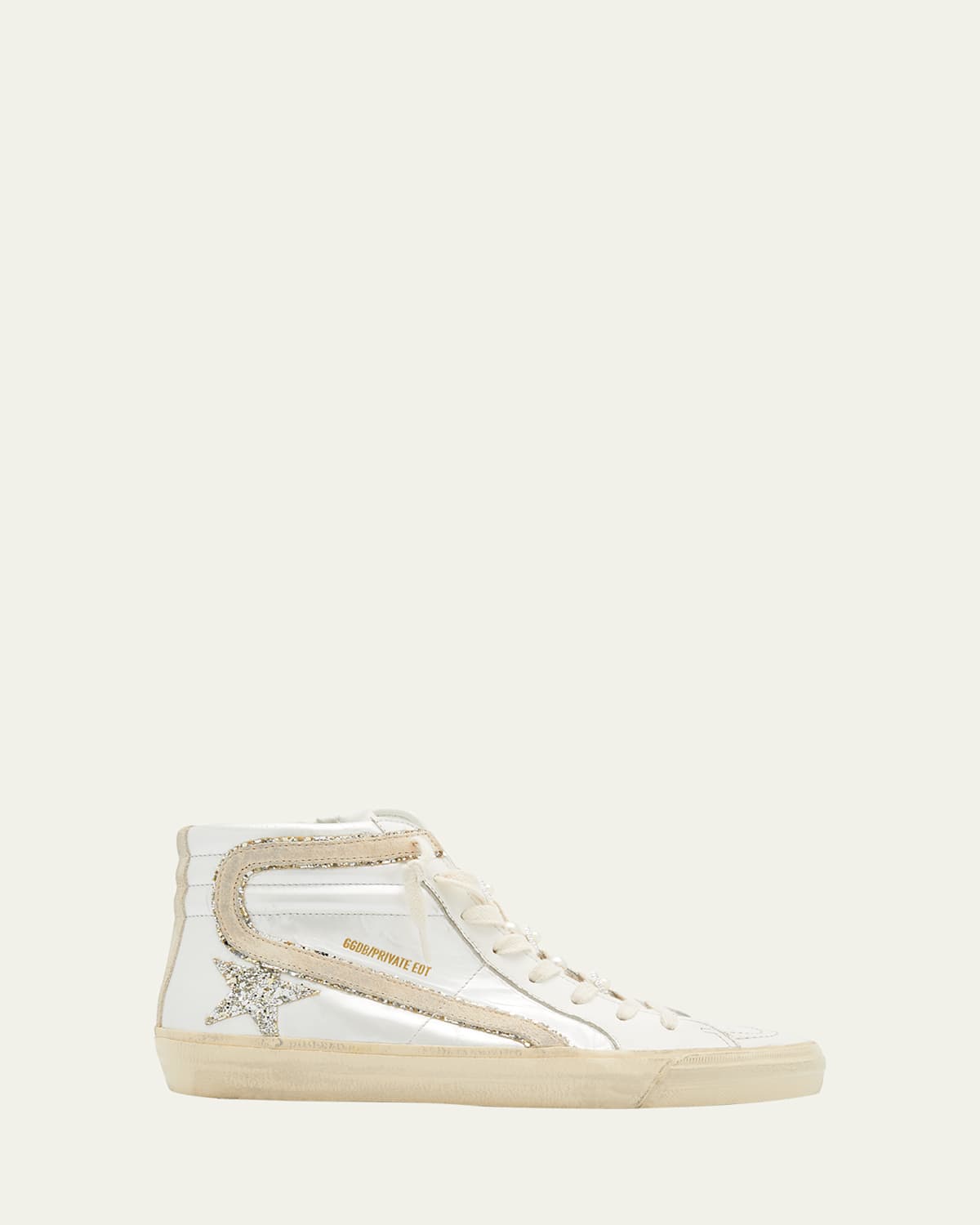 GOLDEN GOOSE SLIDE LEATHER PEARLY MID-TOP SNEAKERS 