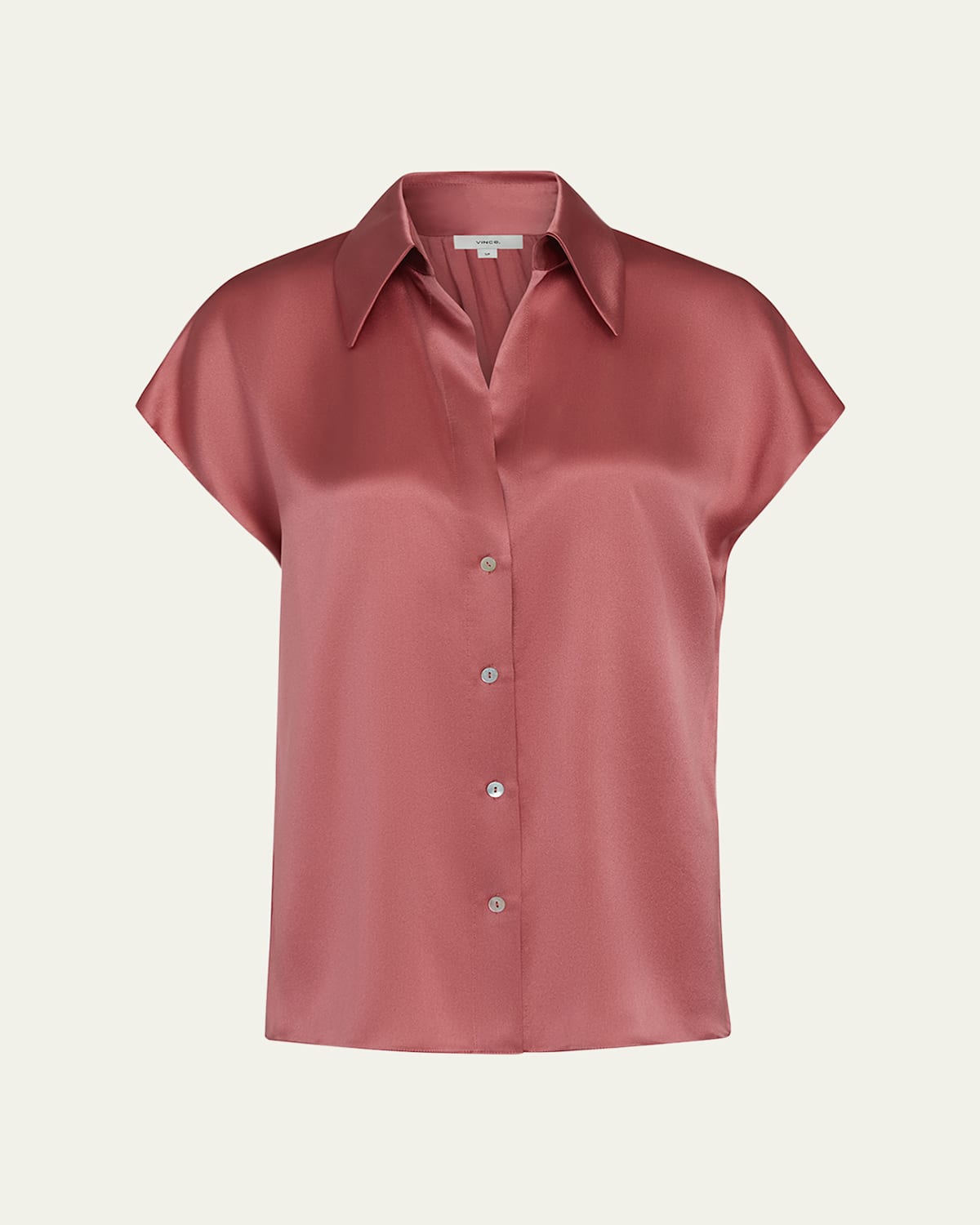 Vince Cap-sleeve Ruched-back Silk Blouse
