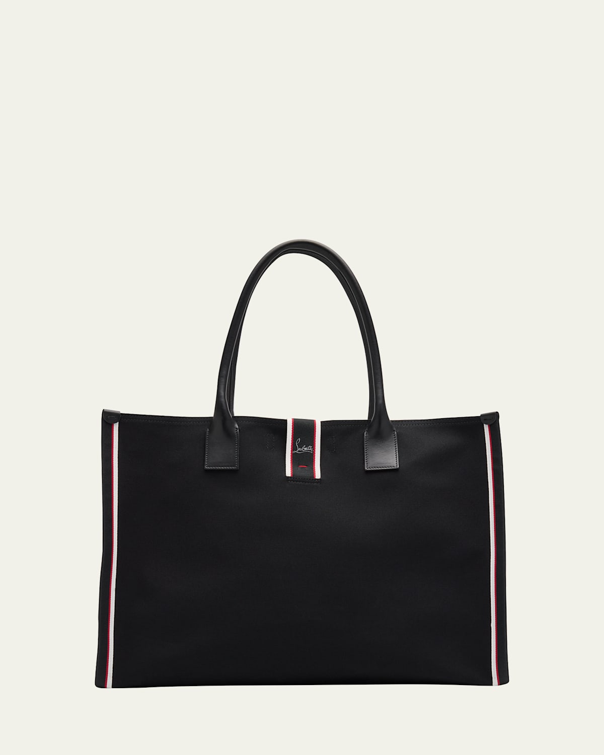 Christian Louboutin Men's Nastroloubi Fav Xl Canvas Tote Bag In Black/black/multi