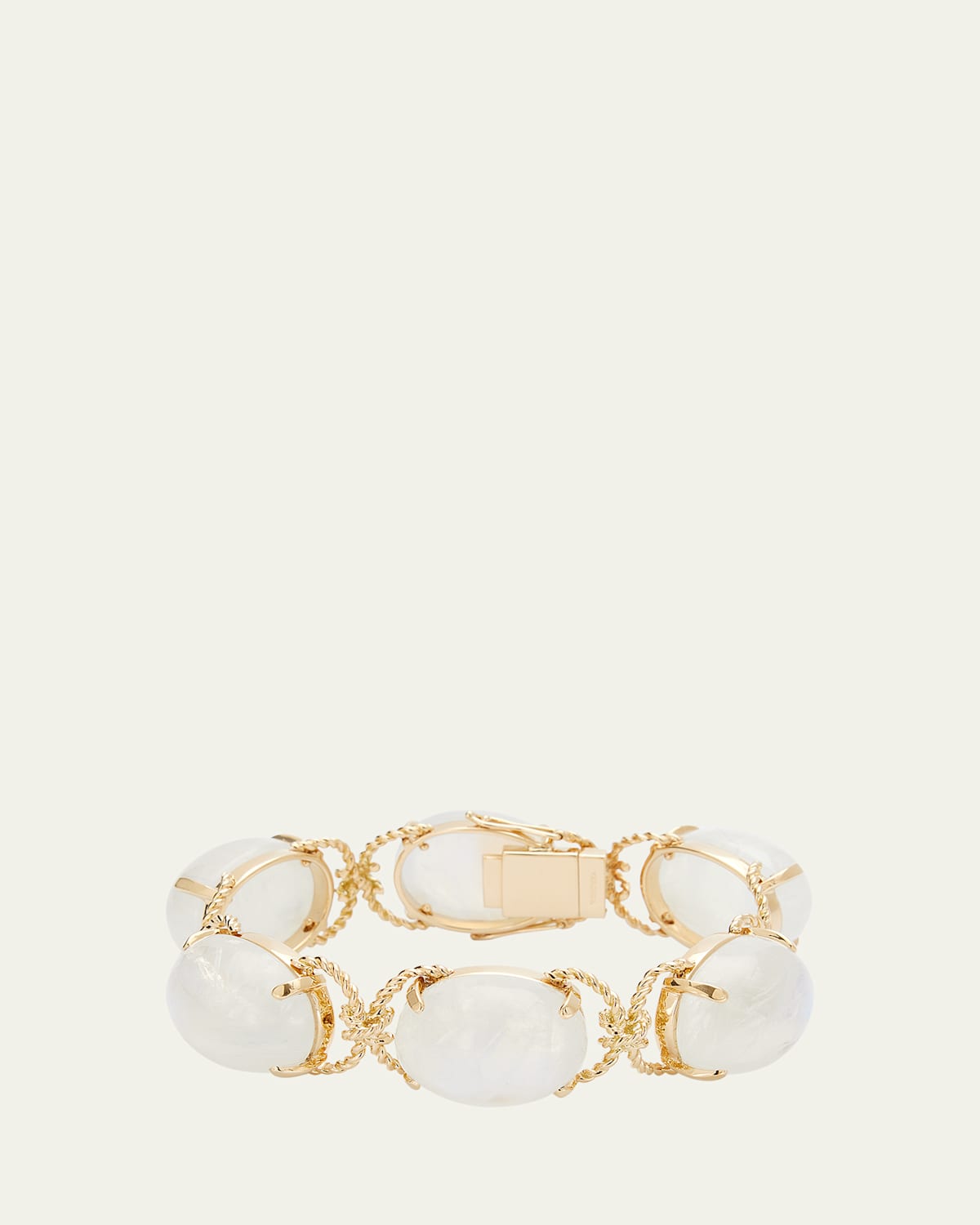 Rainbow Moonstone Gold Rope Pebble Bracelet