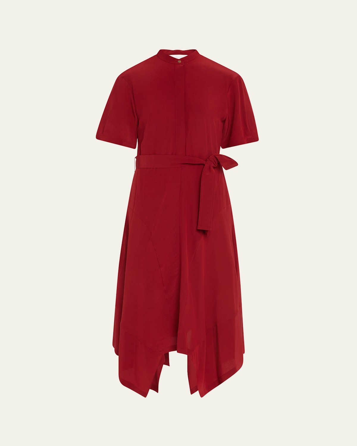 Stella Mccartney Silk Crepe De Chine Midi Dress With Tie Belt