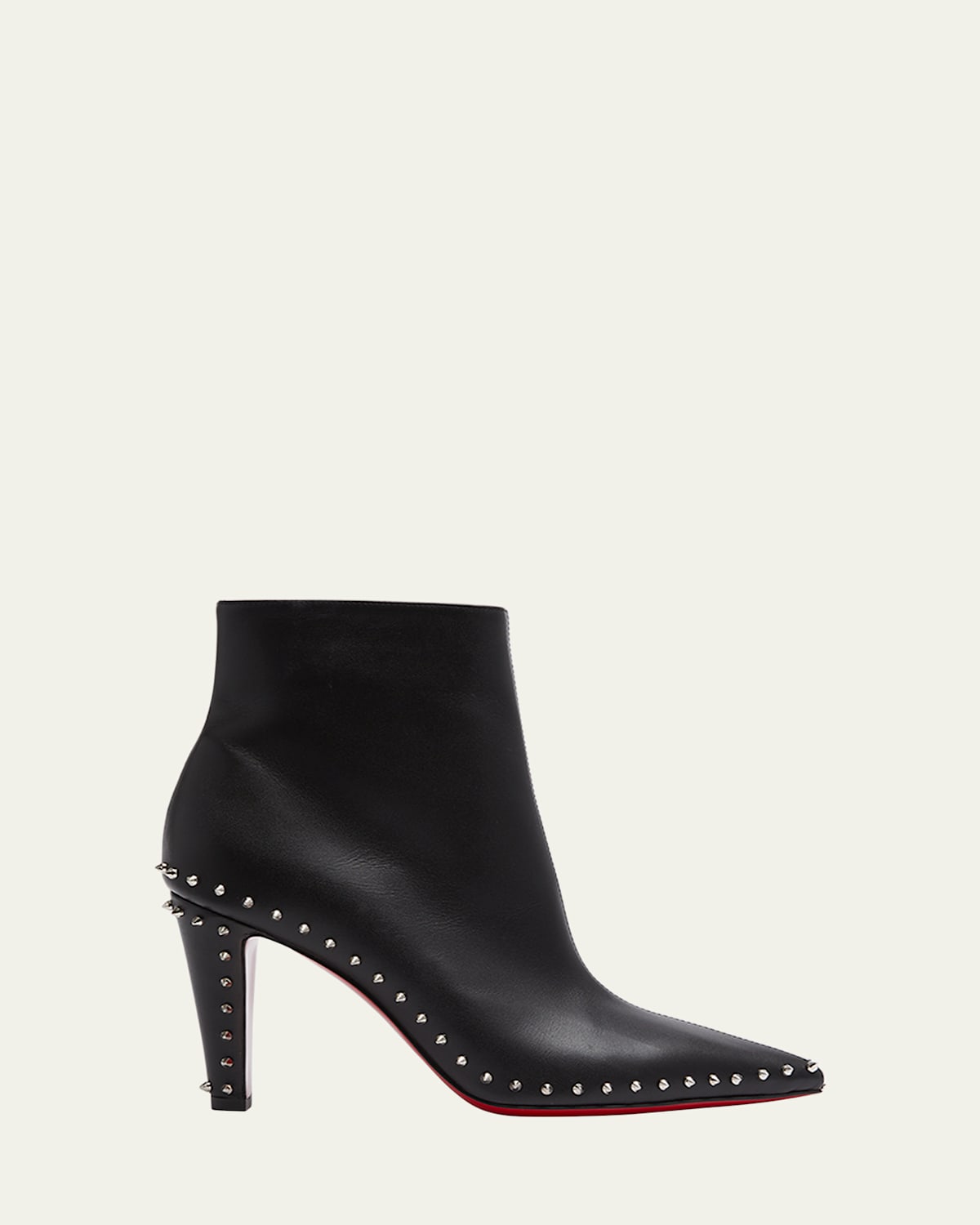 Christian Louboutin Vidura Spike Red Sole Leather Booties In Black