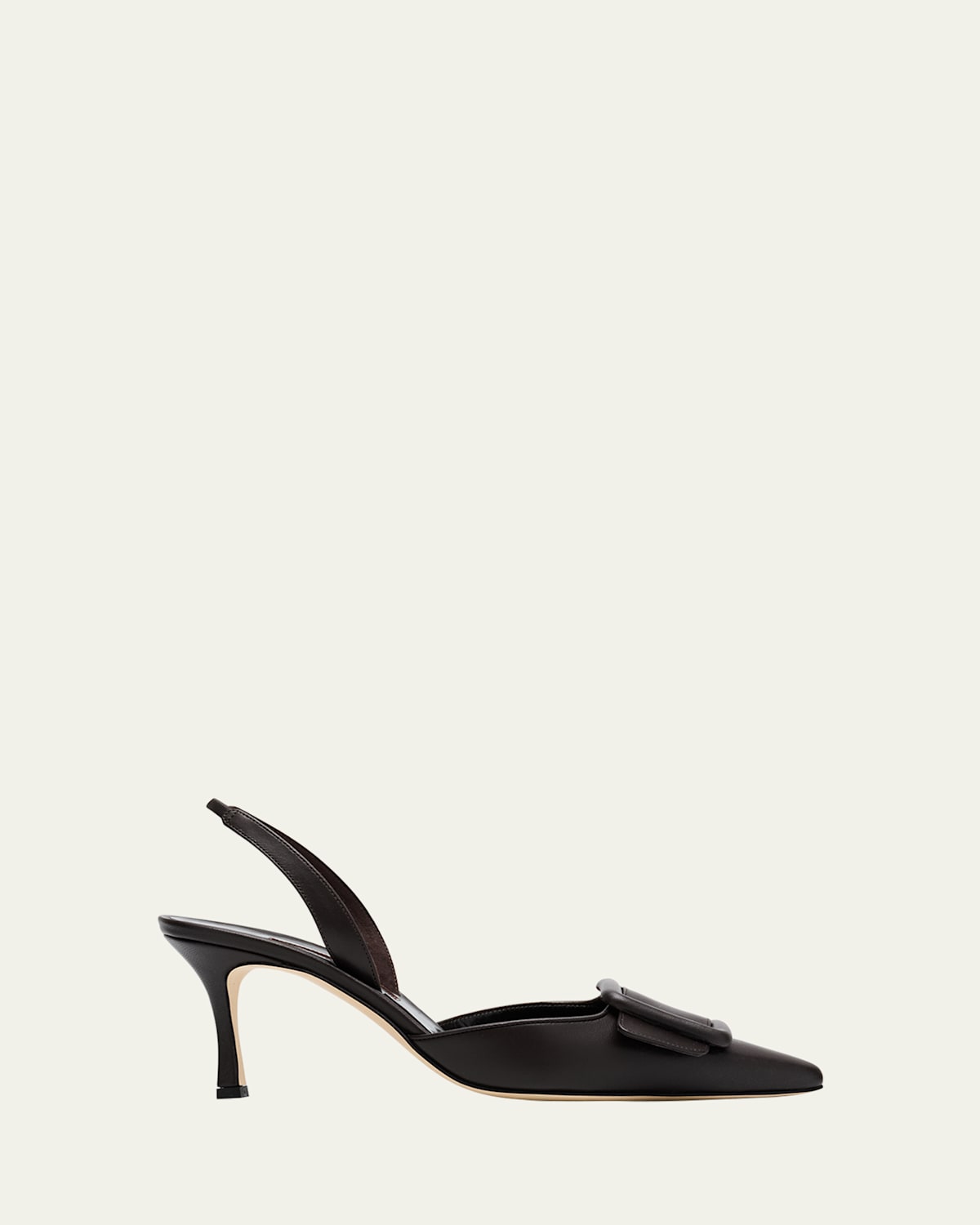 Manolo Blahnik Maysli Leather Buckle Halter Pumps In Brown